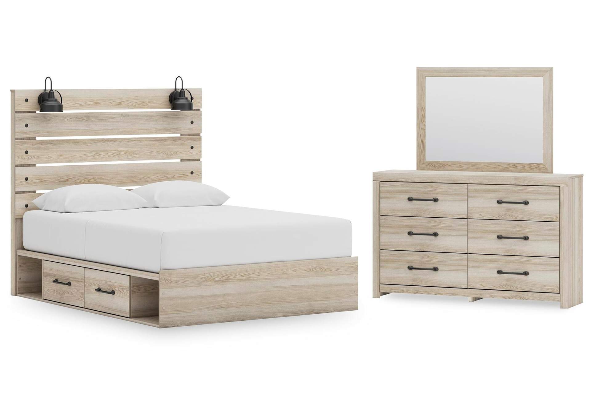 Senbry Queen Panel Bed with Mirrored Dresser image 1