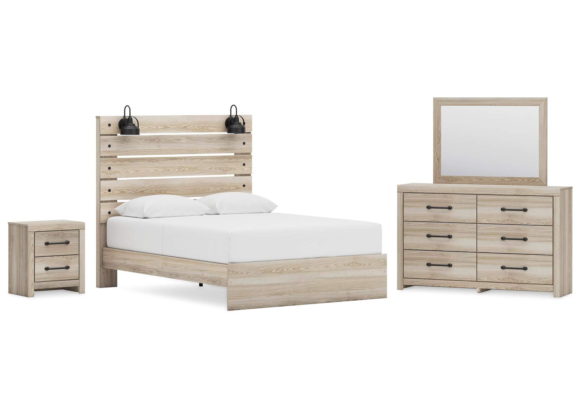 Senbry Queen Panel Bed with Mirrored Dresser and Nightstand image 1