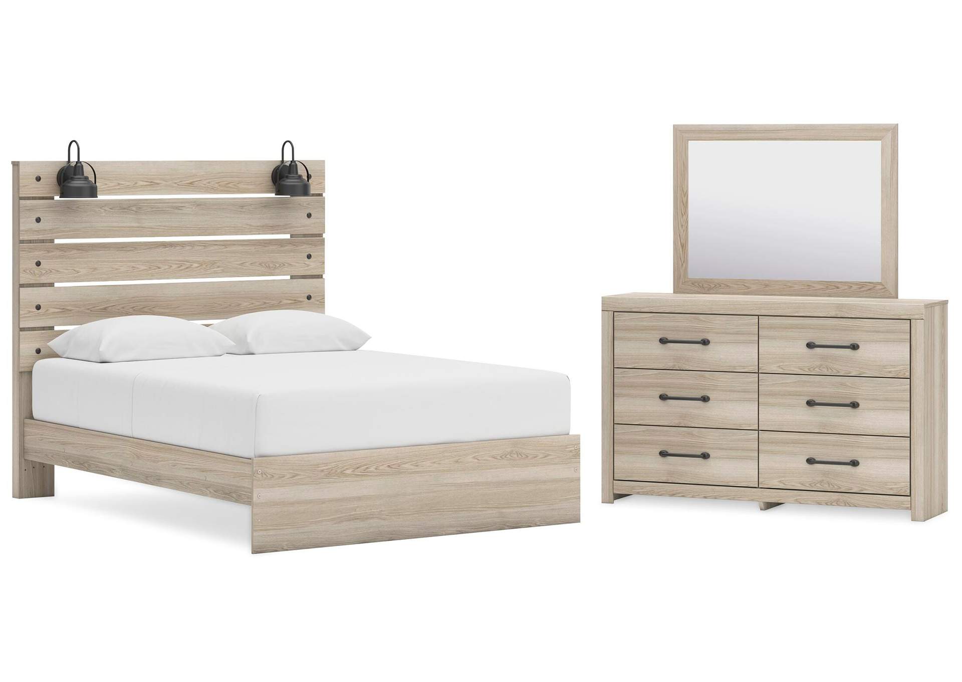 Senbry Queen Panel Bed with Mirrored Dresser image 1