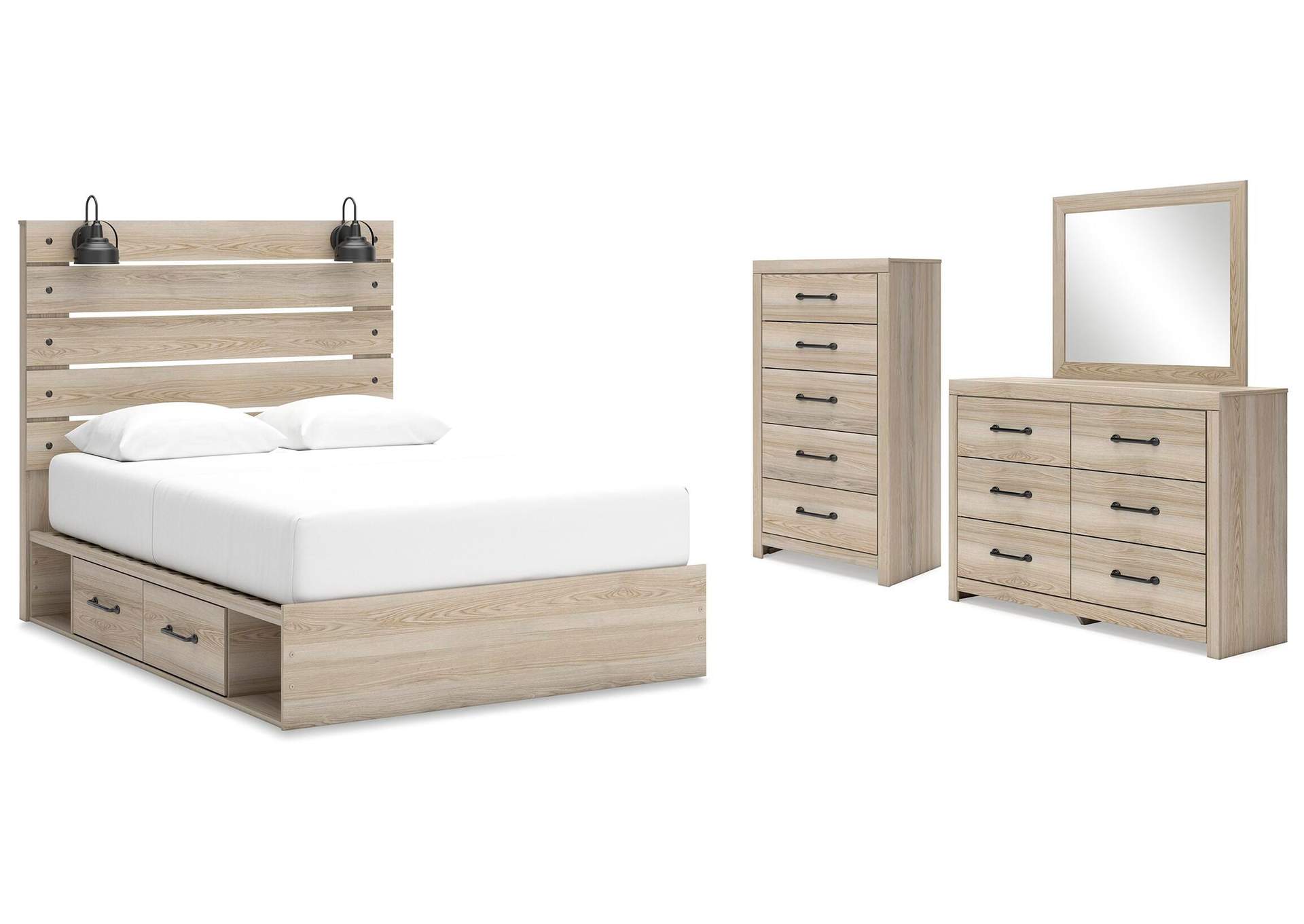 Senbry Queen Panel Bed with Storage, Dresser, Mirror and Chest image 1