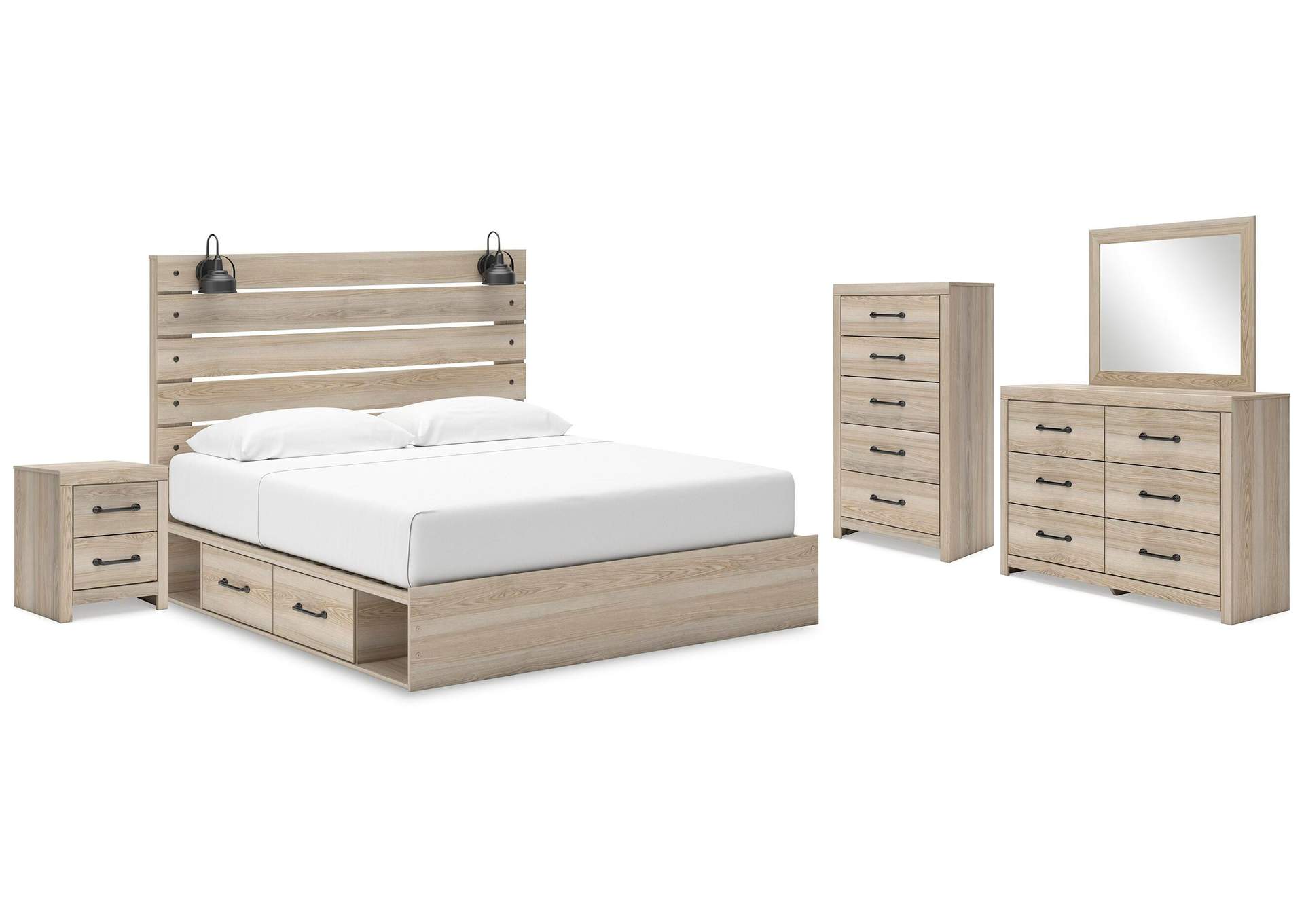 Senbry King Panel Bed with Storage, Dresser, Mirror, Chest and Nightstand image 1