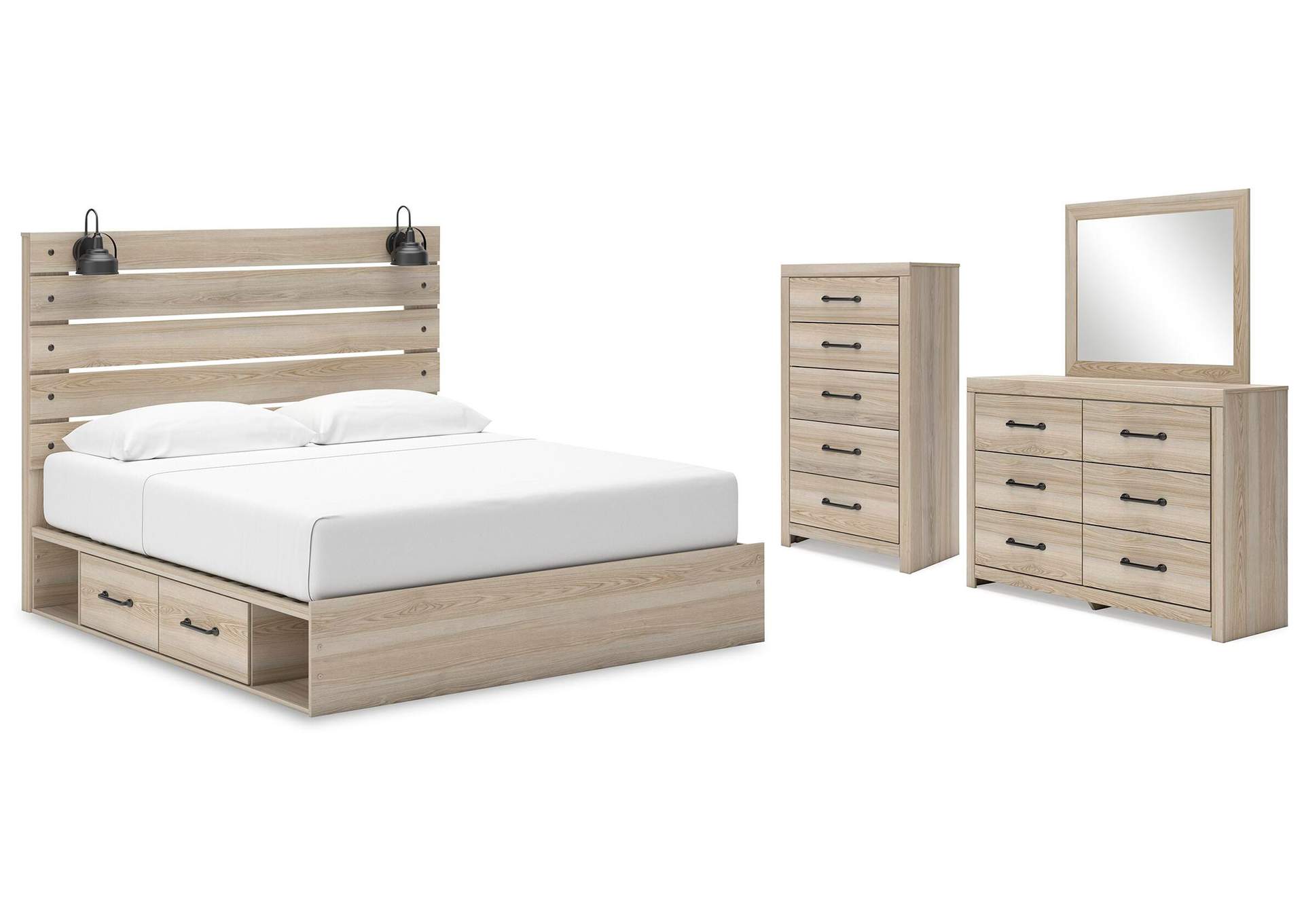 Senbry King Panel Bed with Storage, Dresser, Mirror and Chest image 1