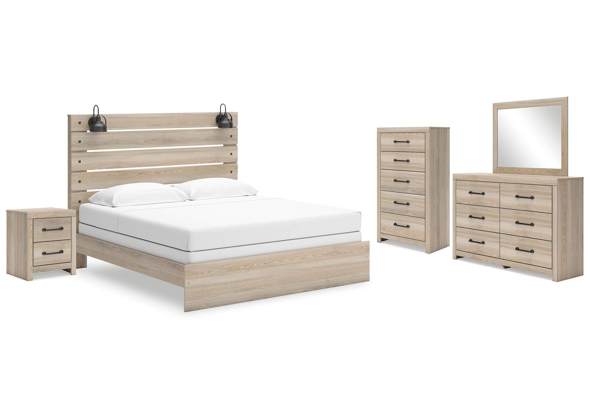 Senbry King Panel Bed, Dresser, Mirror, Chest and Nightstand image 1