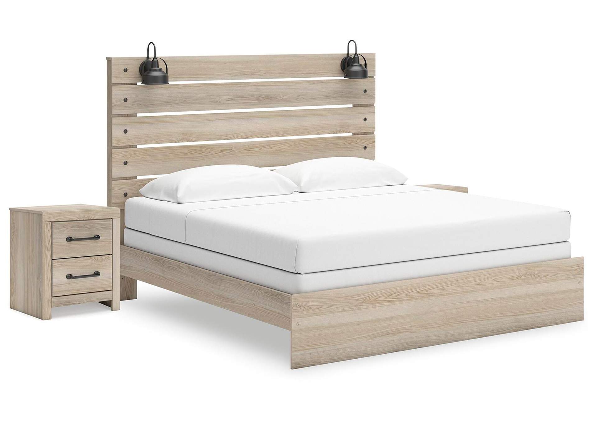 Senbry King Panel Bed with 2 Nightstands image 1