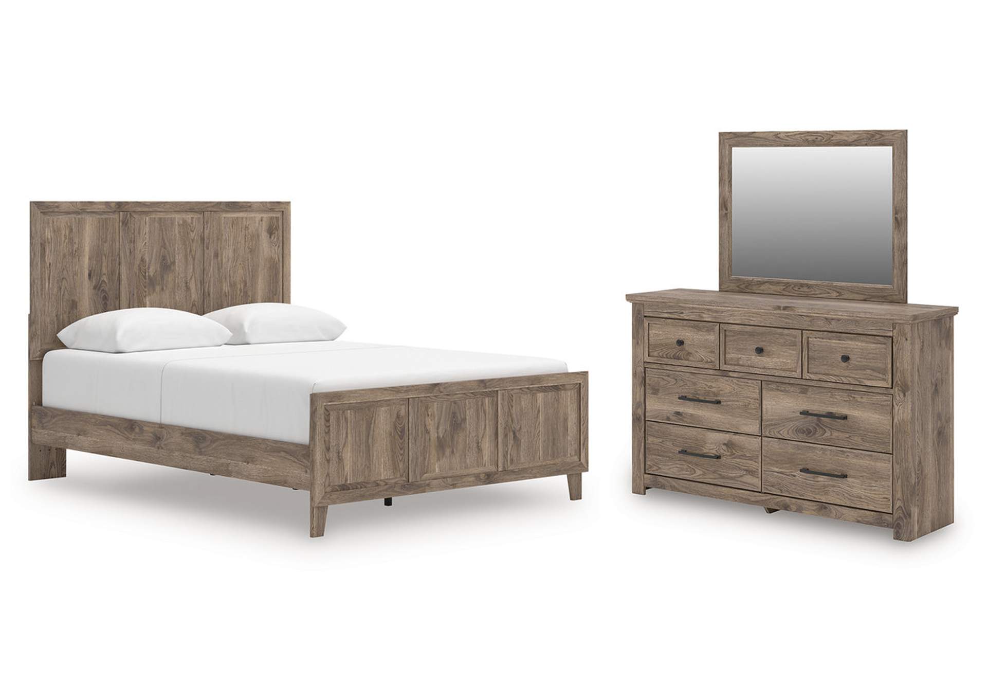 Keithland Queen Panel Bed with Mirrored Dresser image 1