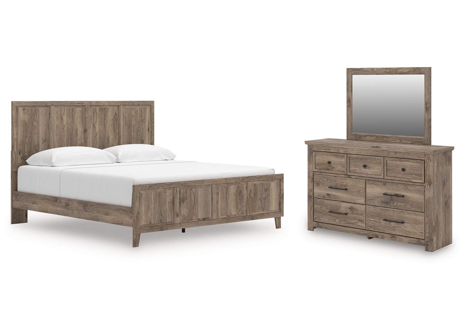 Keithland King Panel Bed with Mirrored Dresser image 1