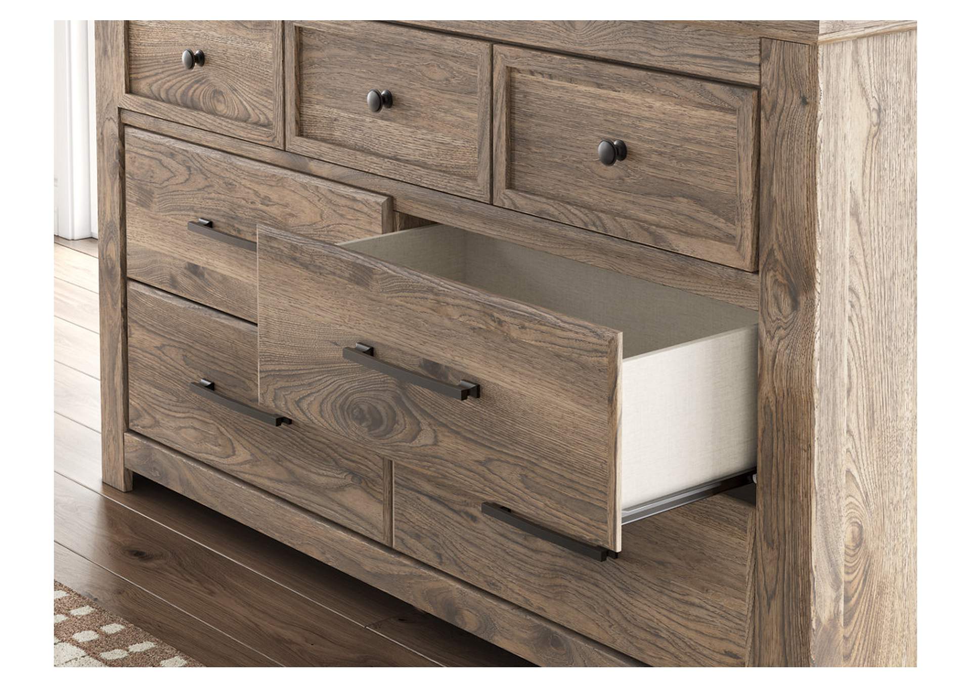 Rusticott King Poster Bed, Dresser, Mirror and Nightstand image 7