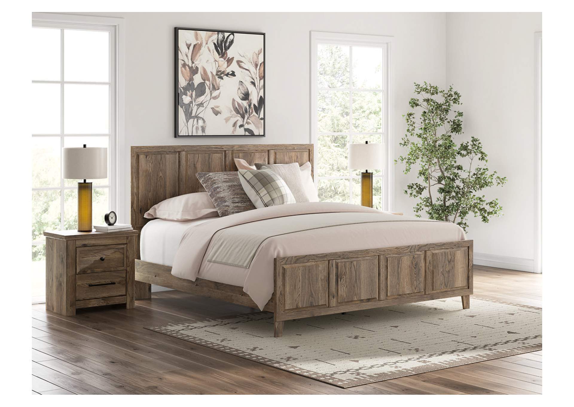 Keithland King Panel Bed with Mirrored Dresser and Nightstand image 6