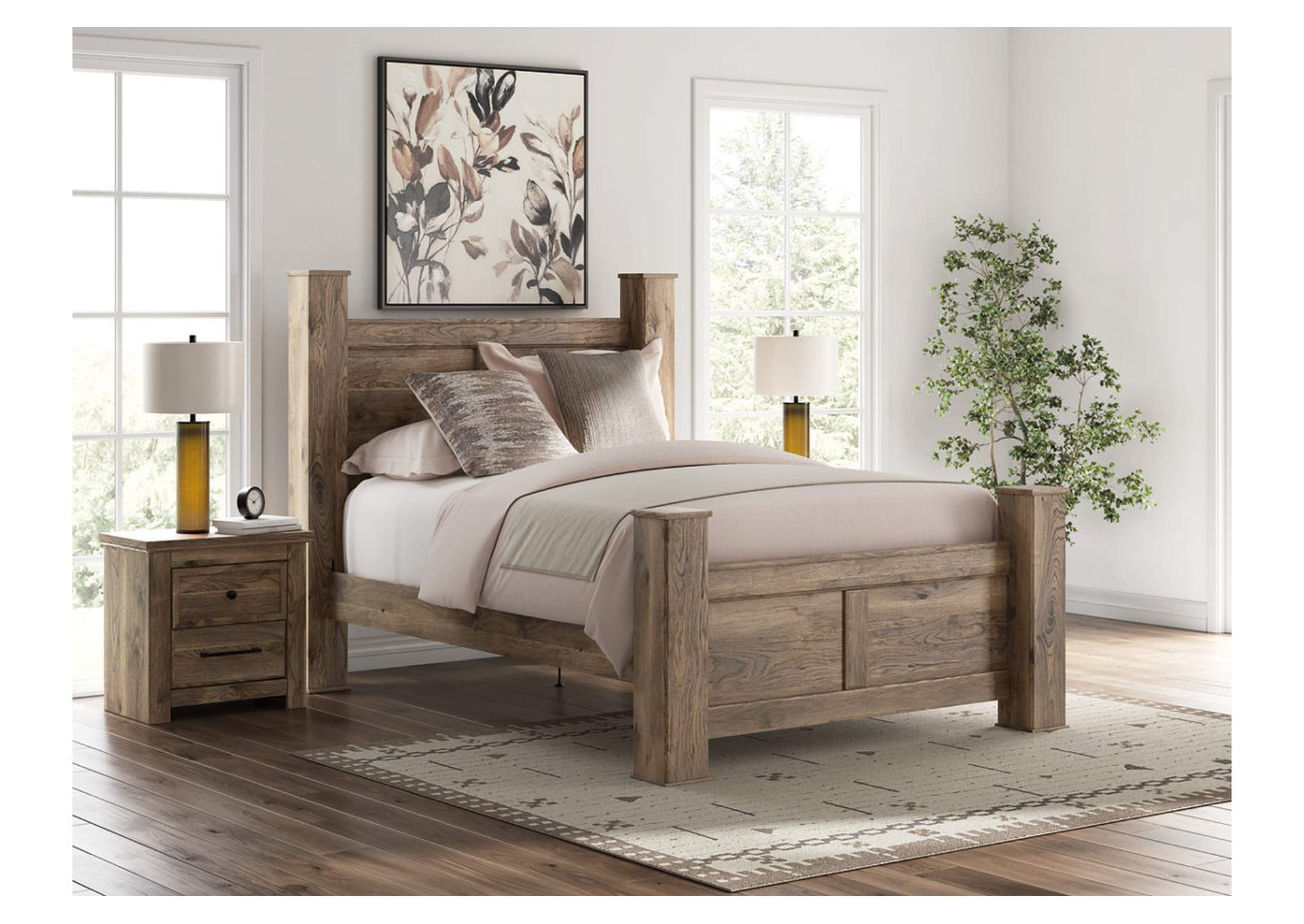 Keithland Queen Poster Bed with Mirrored Dresser and Nightstand image 6