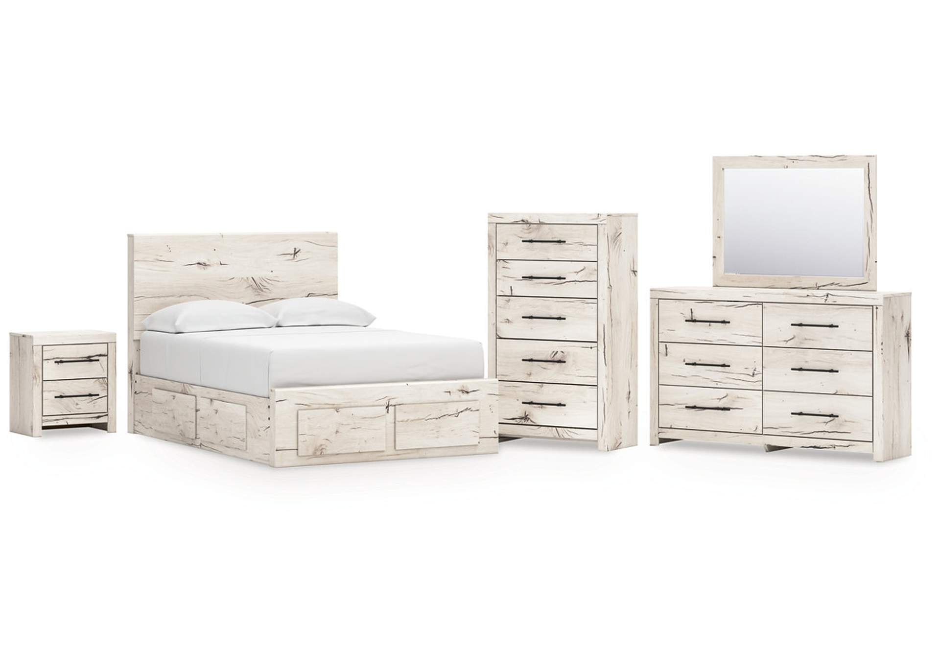 Lawroy Full Panel Storage Bed with Mirrored Dresser, Chest and Nightstand image 1
