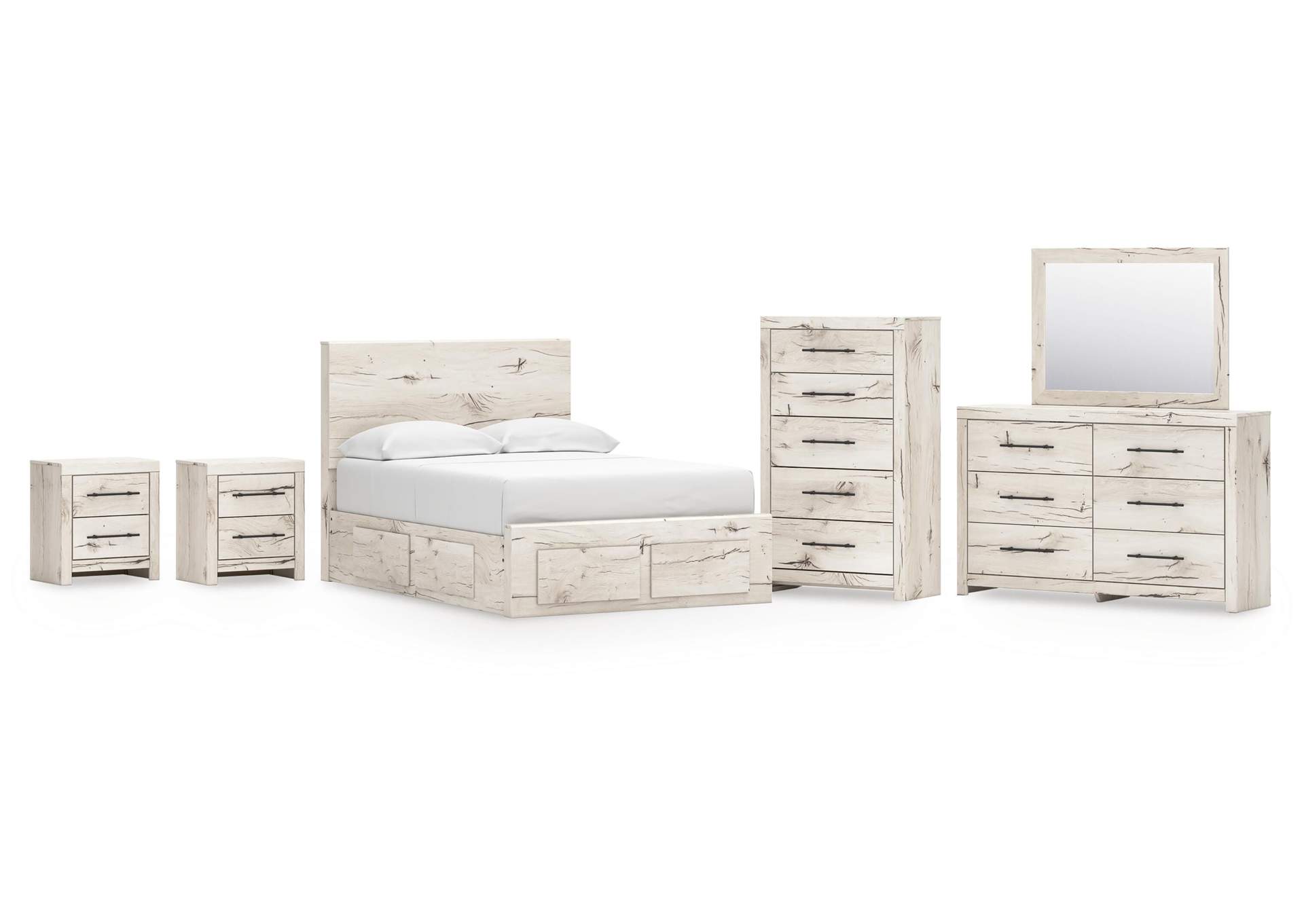 Lawroy Full Panel Storage Bed, Dresser, Mirror, Chest and 2 Nightstands image 1