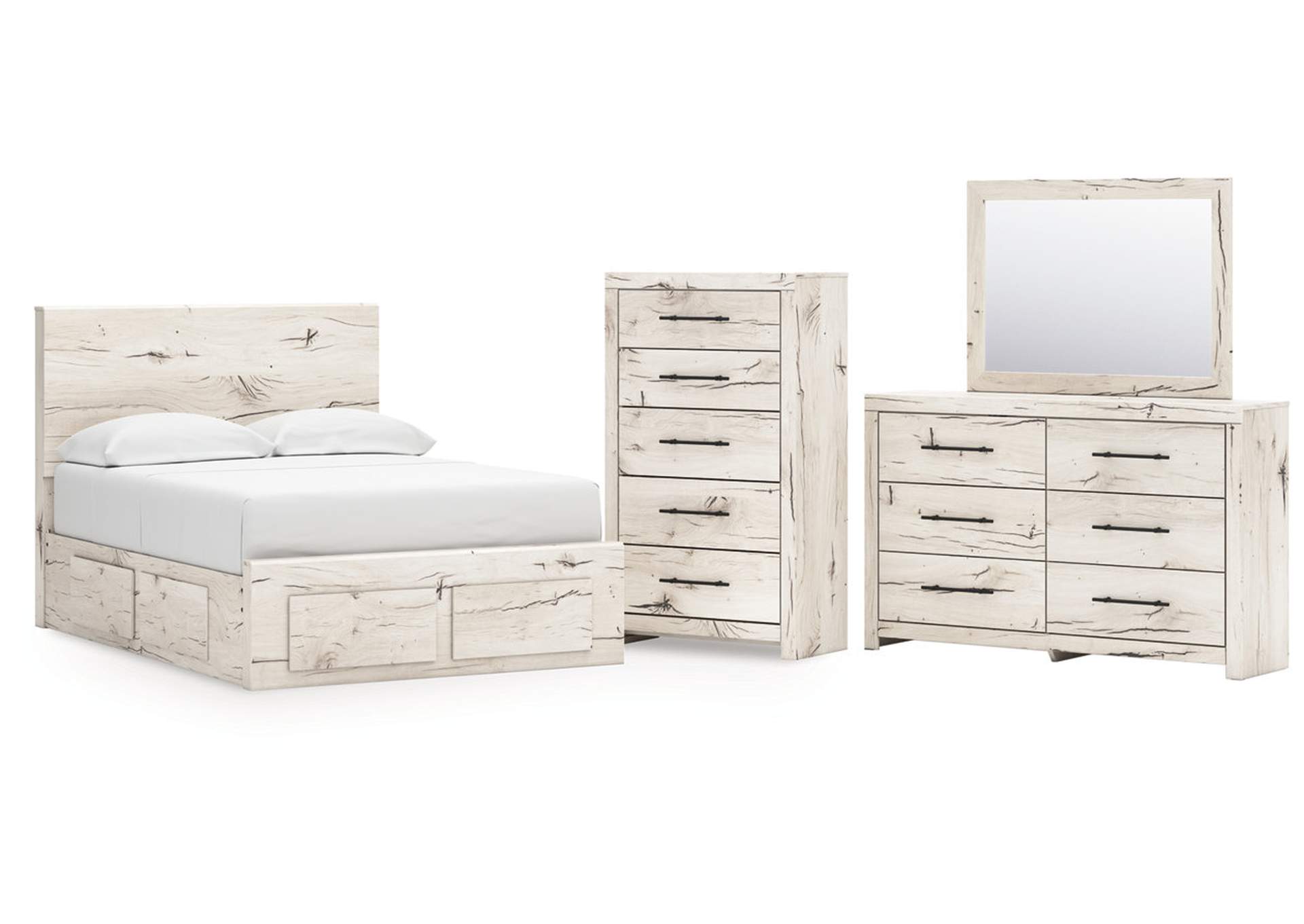 Lawroy Full Panel Storage Bed with Mirrored Dresser and Chest image 1