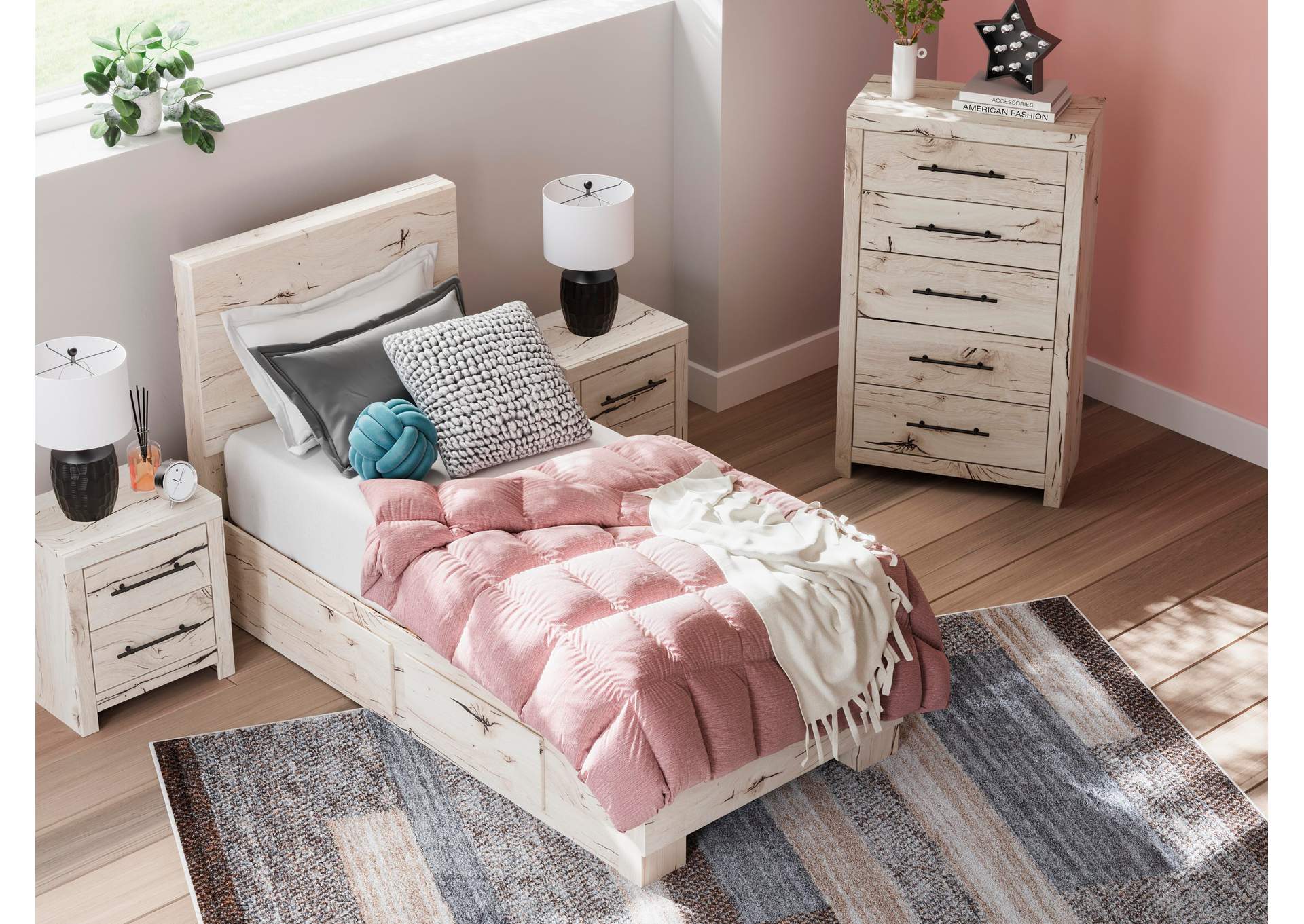 Lawroy Twin Panel Bed with Storage and Nightstand image 11