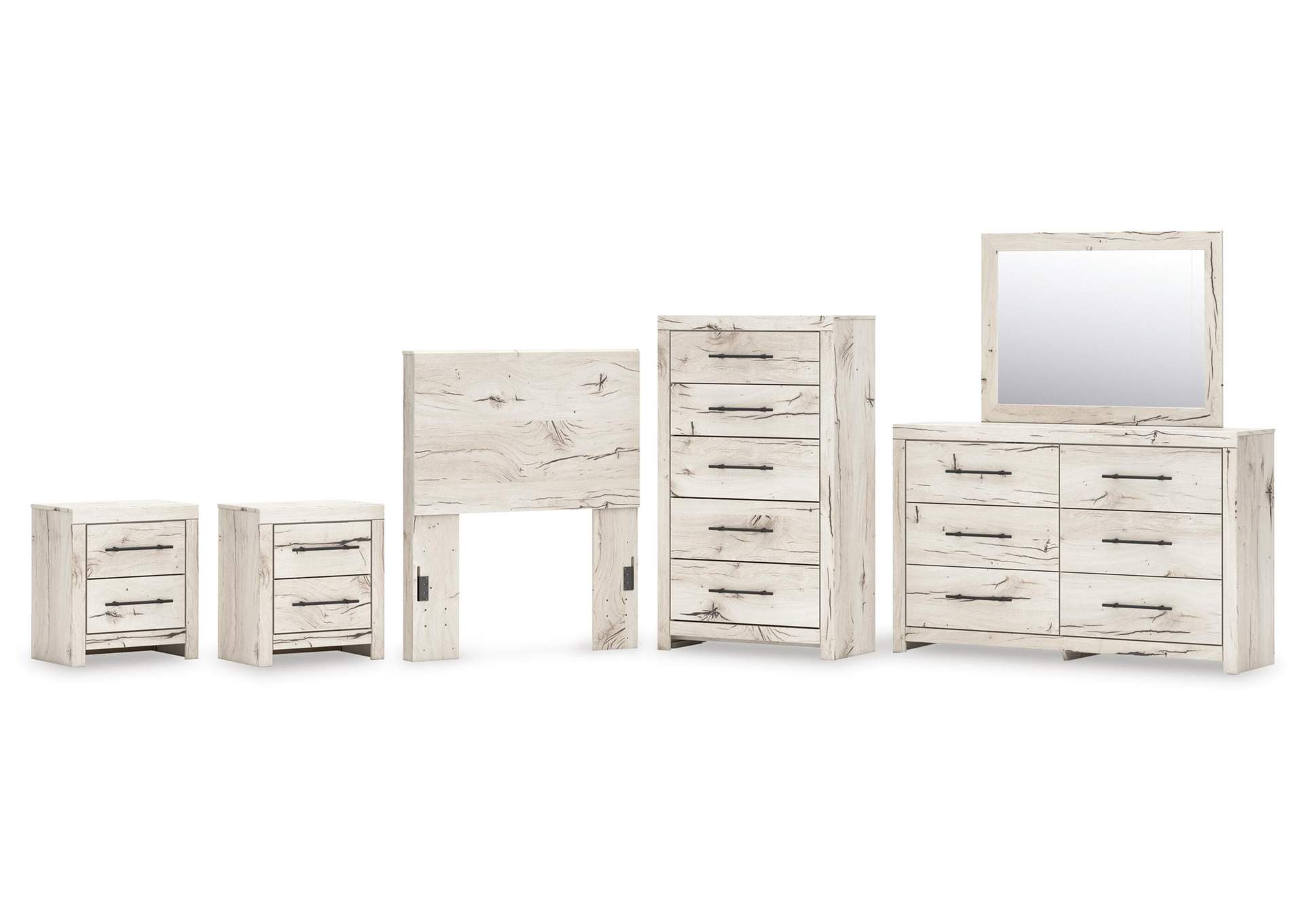 Lawroy Twin Panel Headboard, Dresser, Mirror, Chest and 2 Nightstands image 1