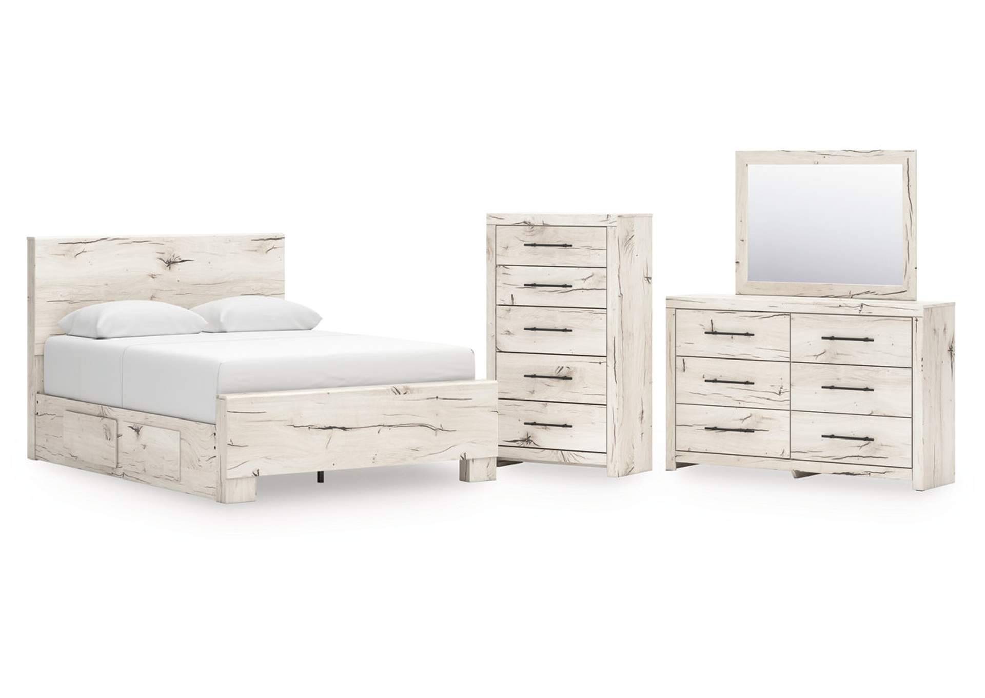 Lawroy Queen Panel Bed with Mirrored Dresser and Chest image 1