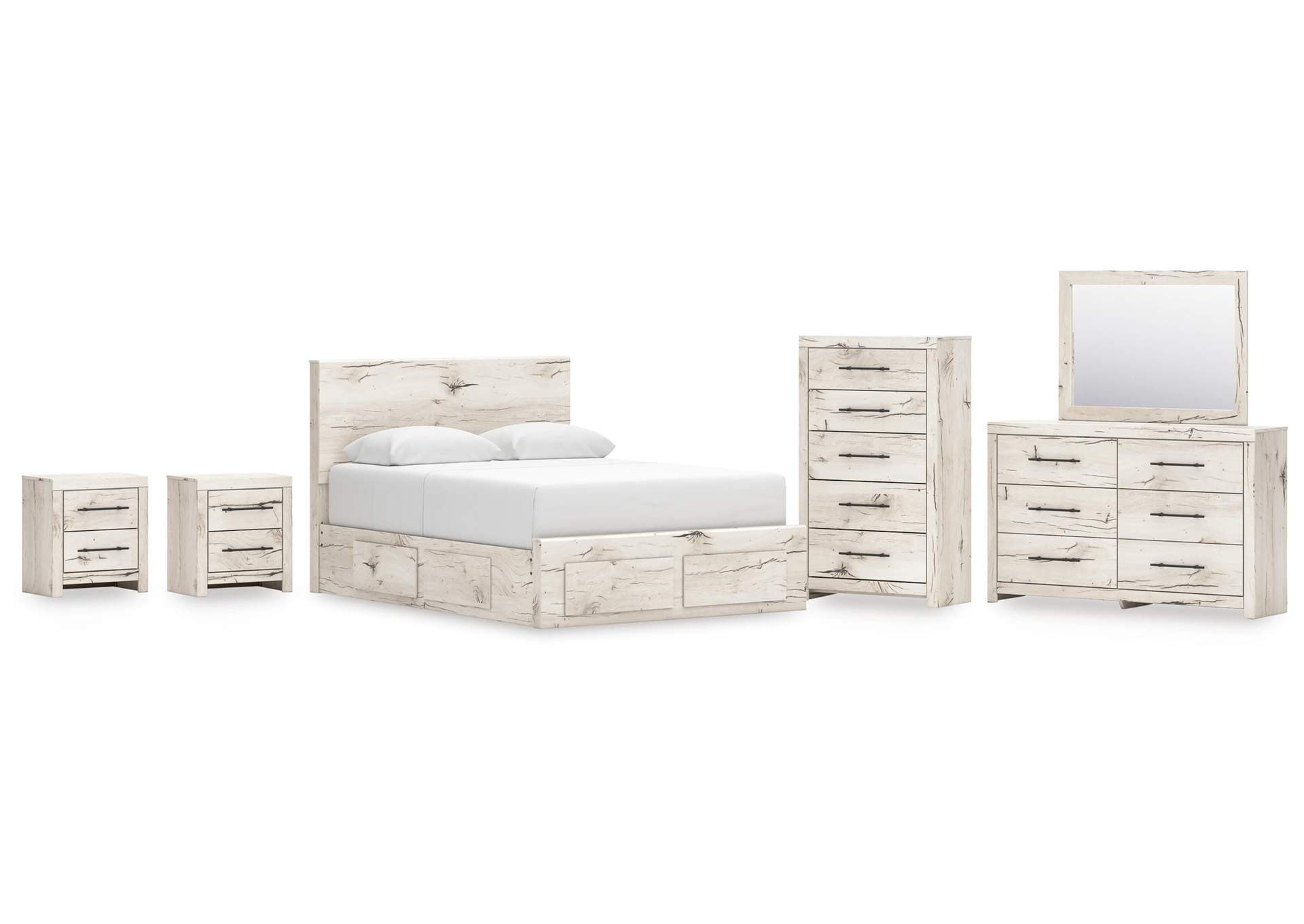 Lawroy Queen Panel Storage Bed, Dresser, Mirror, Chest and 2 Nightstands image 1