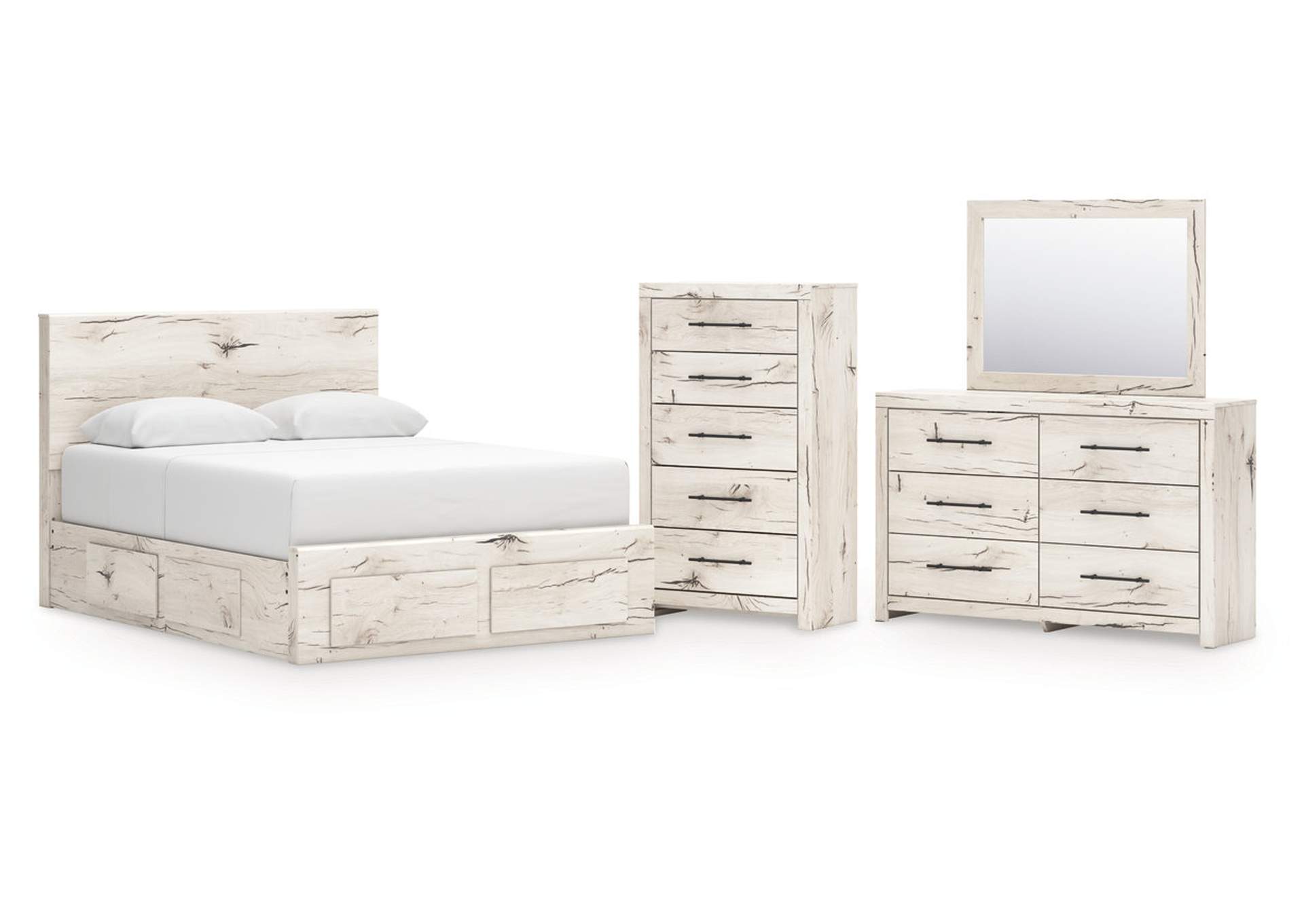 Lawroy Queen Panel Storage Bed with Mirrored Dresser and Chest image 1