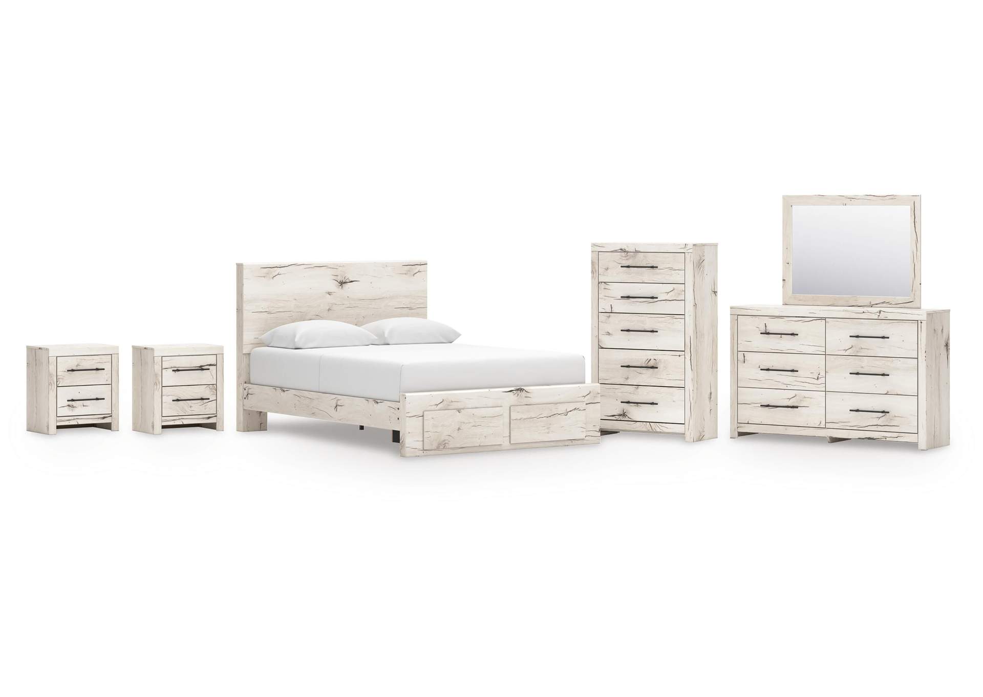 Lawroy Queen Panel Storage Bed, Dresser, Mirror, Chest and 2 Nightstands image 1
