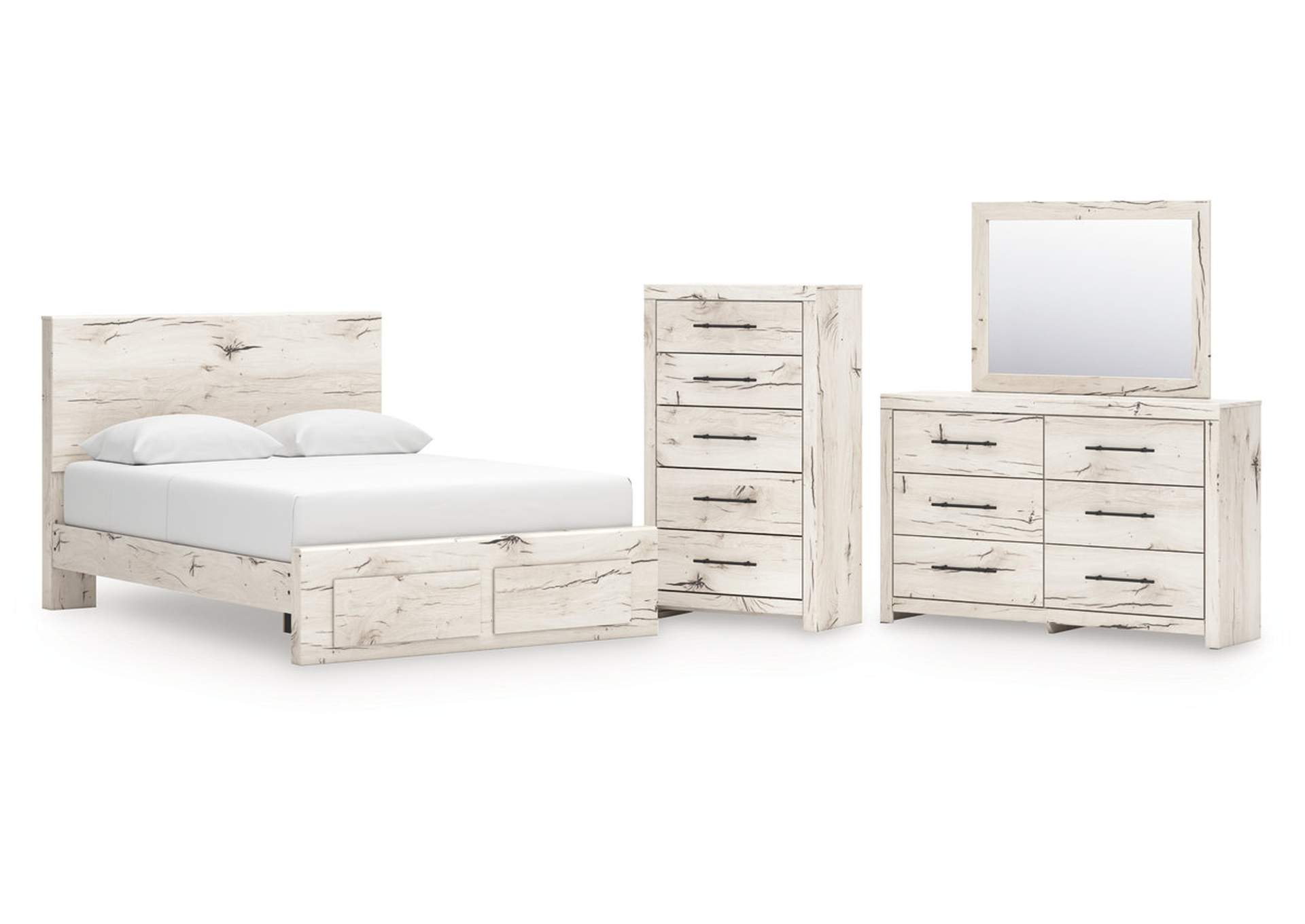 Lawroy Queen Panel Storage Bed with Mirrored Dresser and Chest image 1