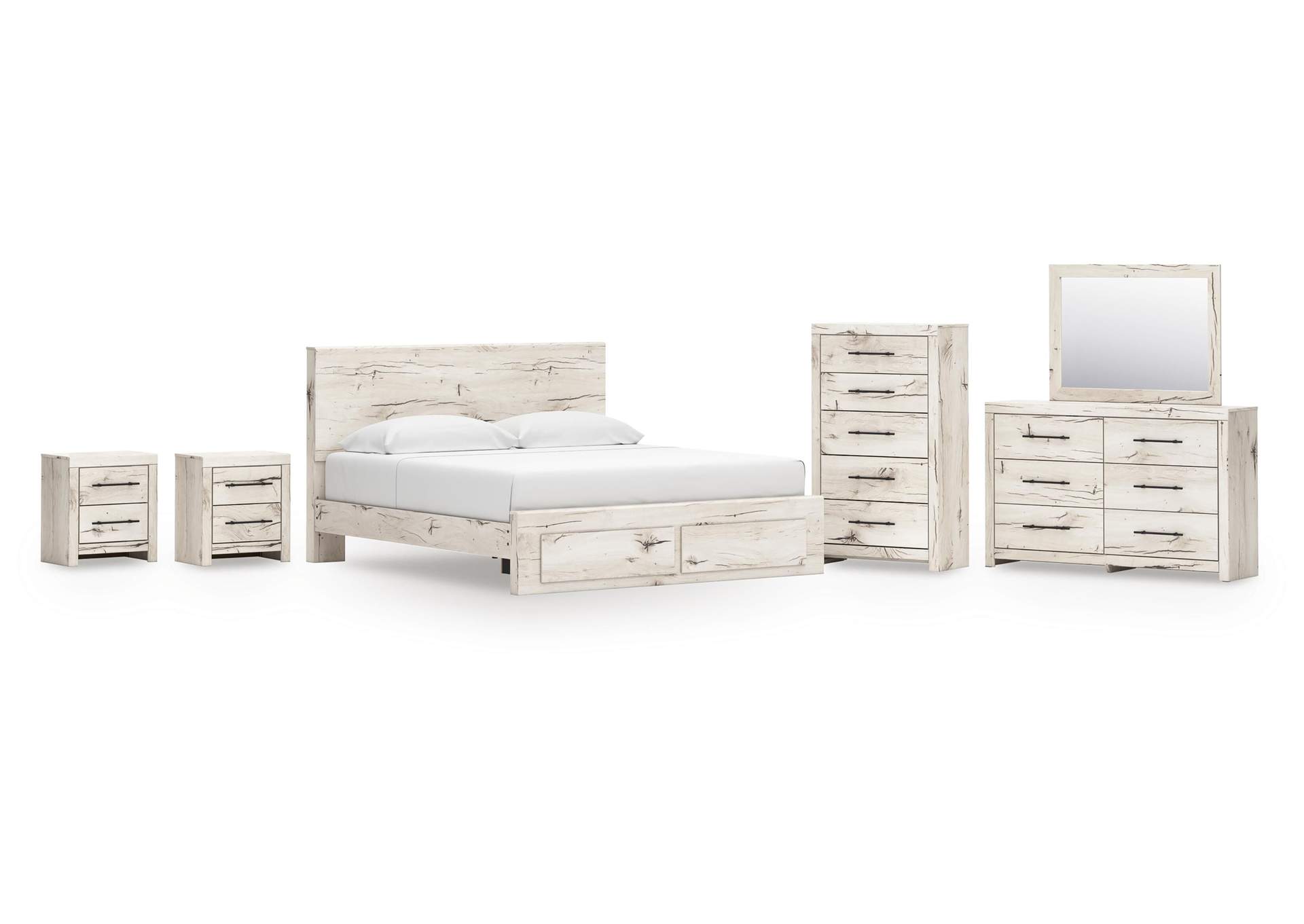 Lawroy King Panel Storage Bed, Dresser, Mirror, Chest and 2 Nightstands image 1