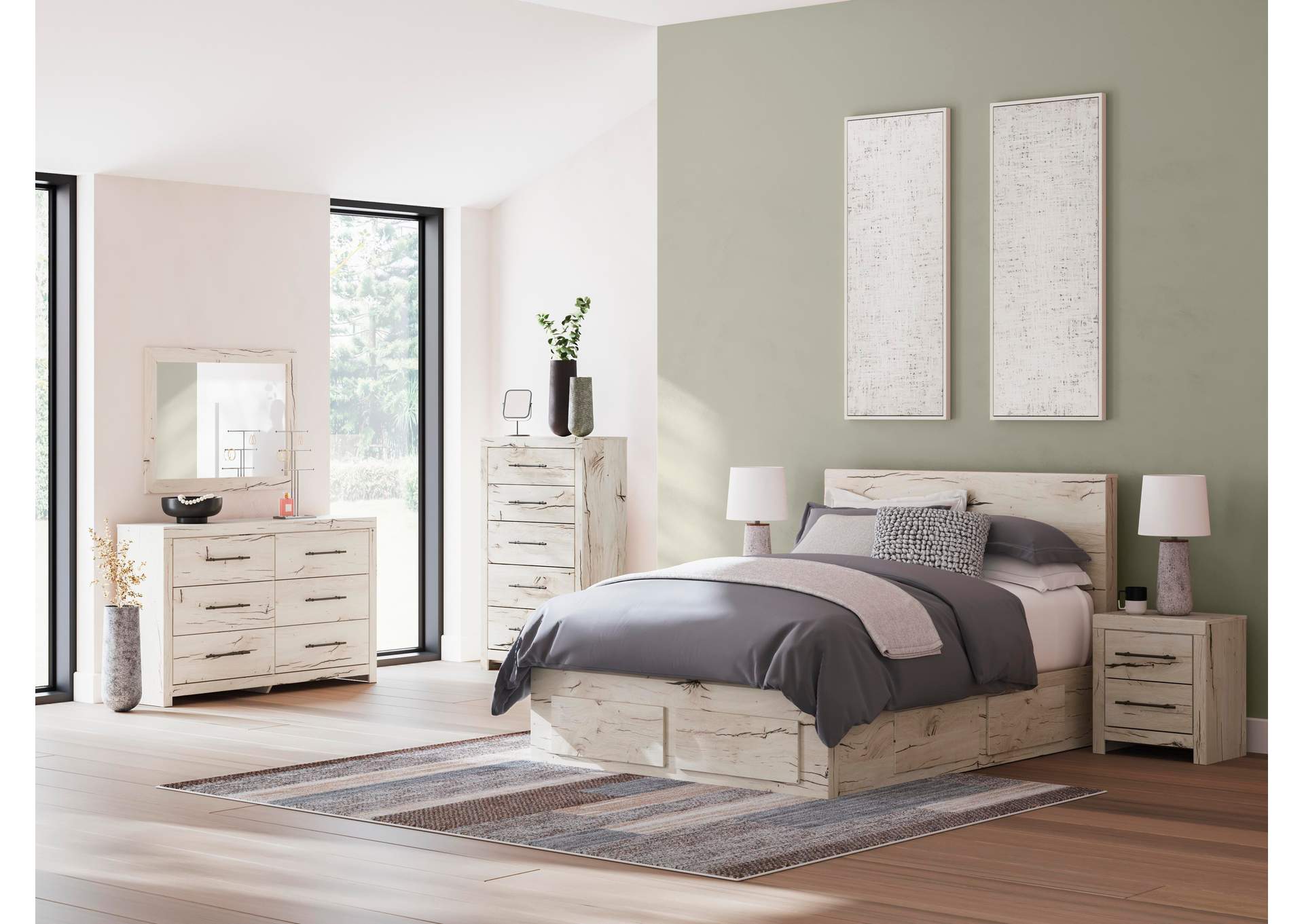 Lawroy Queen Panel Storage Bed, Dresser and Mirror image 3