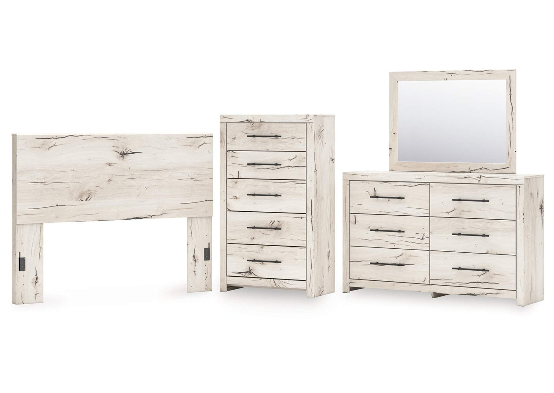Lawroy Queen Panel Headboard with Mirrored Dresser and Chest image 1