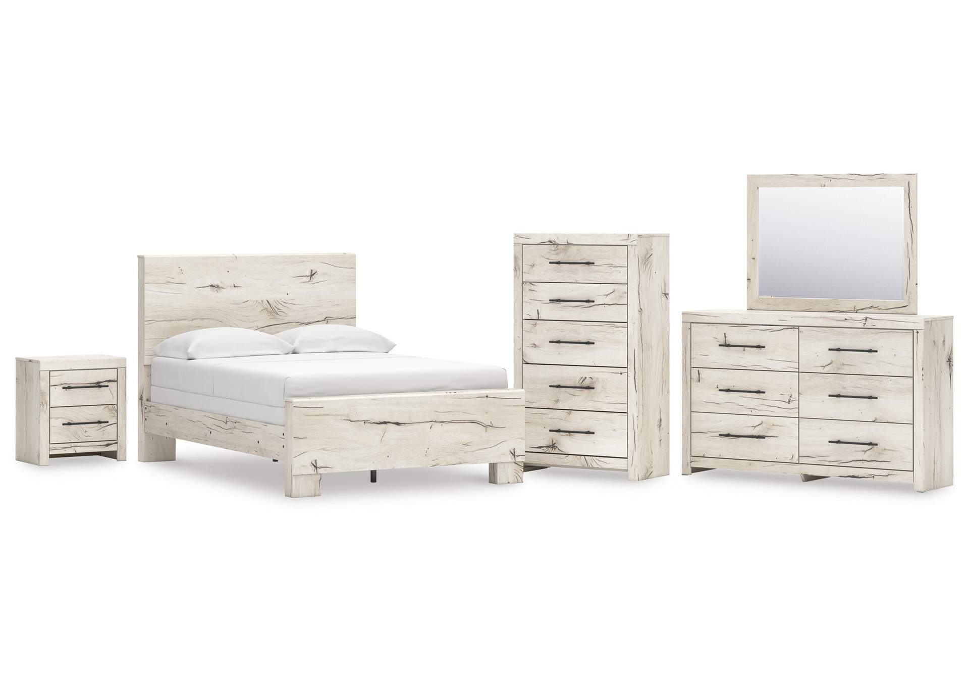 Lawroy Full Panel Bed, Dresser, Mirror, Chest and Nightstand image 1