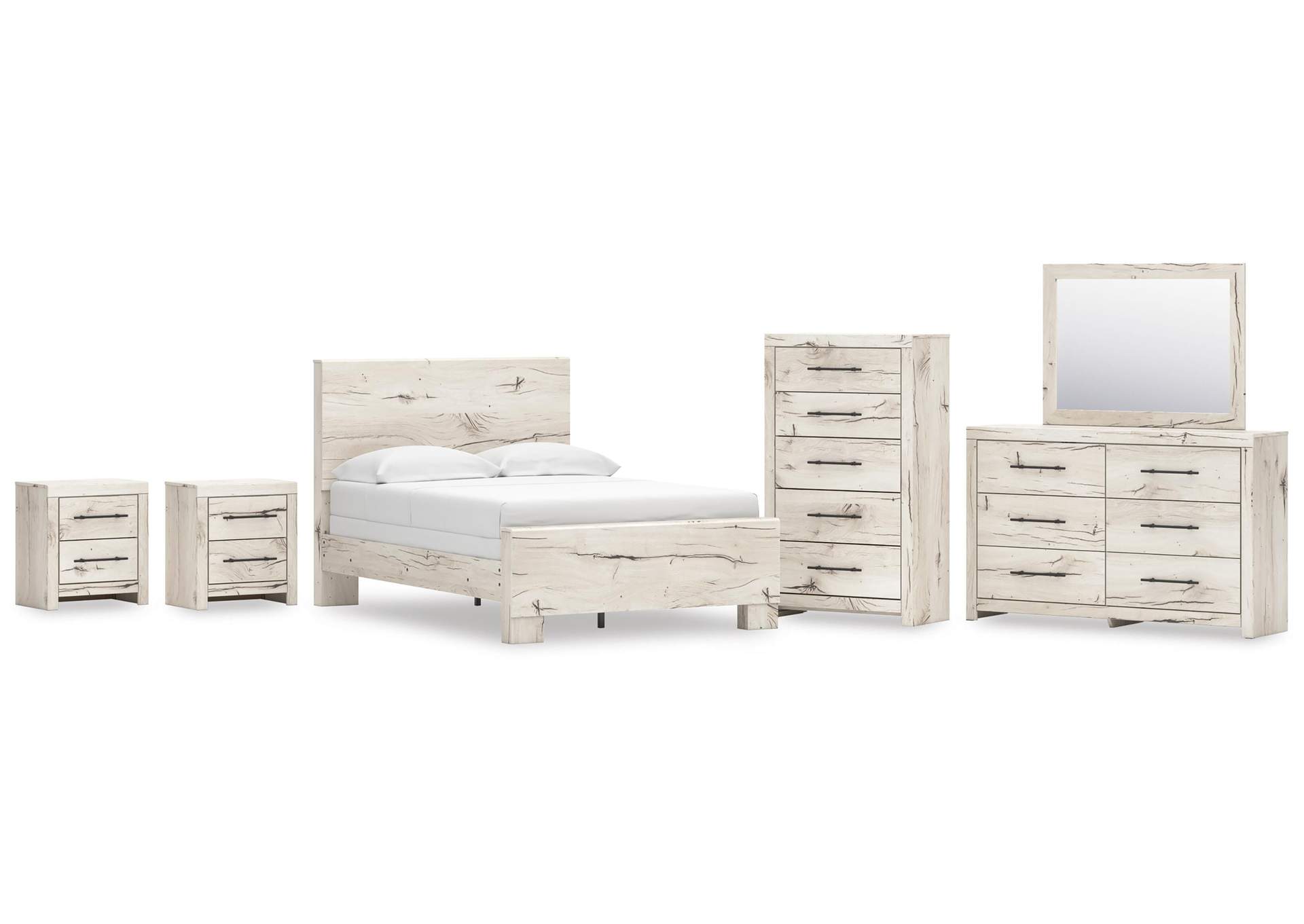 Lawroy Full Panel Bed, Dresser, Mirror, Chest and 2 Nightstands image 1