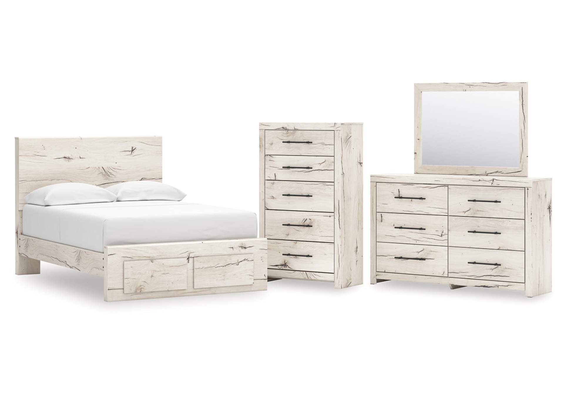 Lawroy Full Panel Storage Bed with Mirrored Dresser and Chest image 1