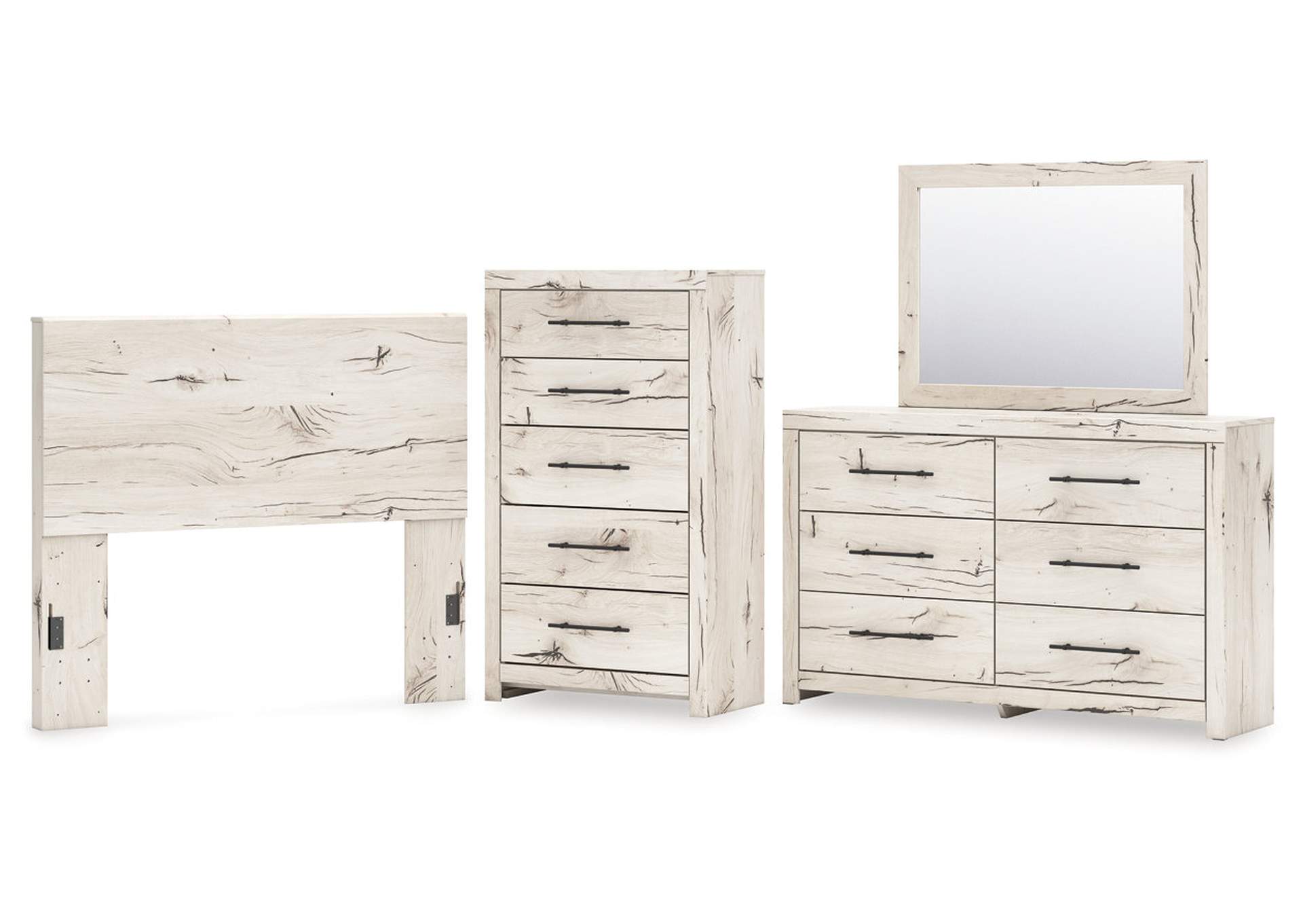 Lawroy Full Panel Headboard with Mirrored Dresser and Chest image 1