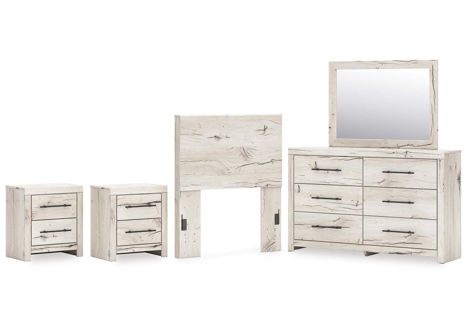 Lawroy Twin Panel Headboard, Dresser, Mirror and 2 Nightstands image 1