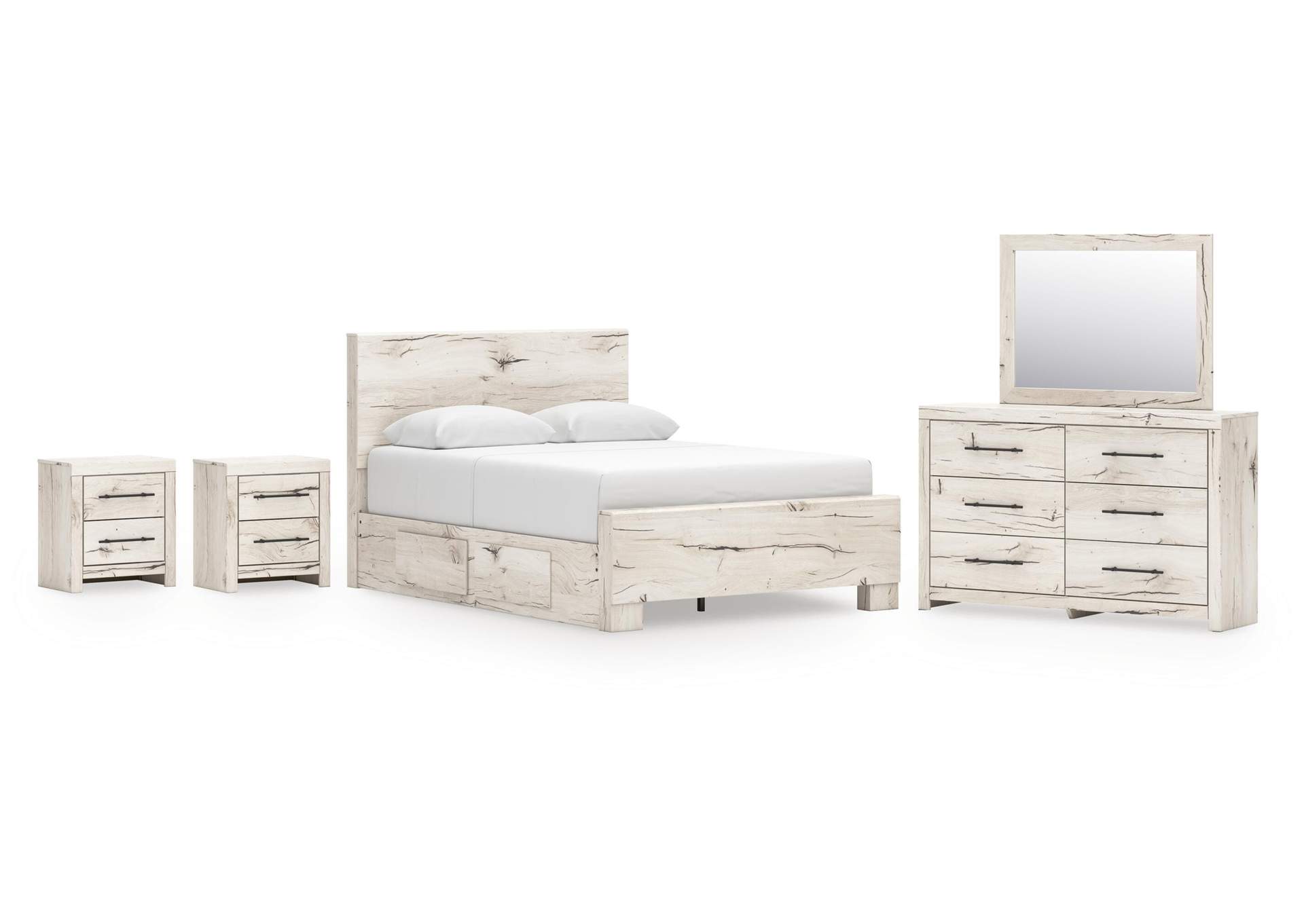 Lawroy Queen Panel Bed with Storage, Dresser, Mirror and 2 Nightstands image 1