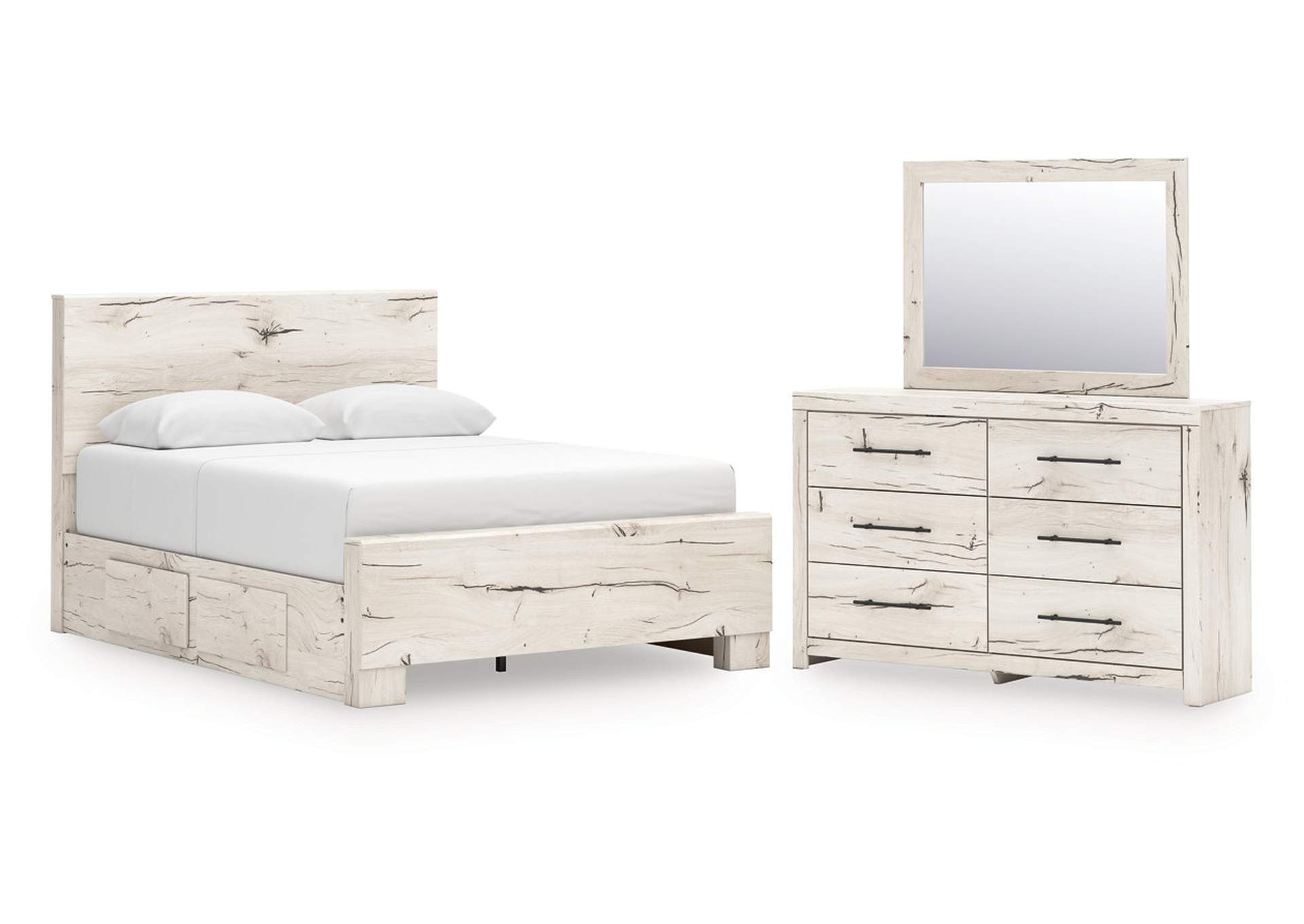Lawroy Queen Panel Bed with Mirrored Dresser image 1