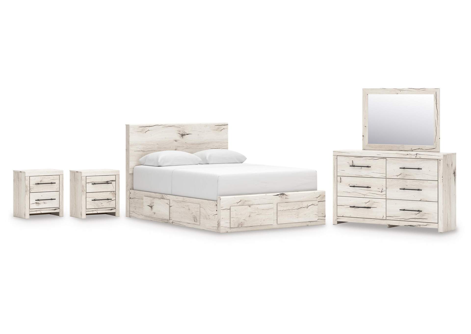 Lawroy Queen Panel Storage Bed, Dresser, Mirror and 2 Nightstands image 1
