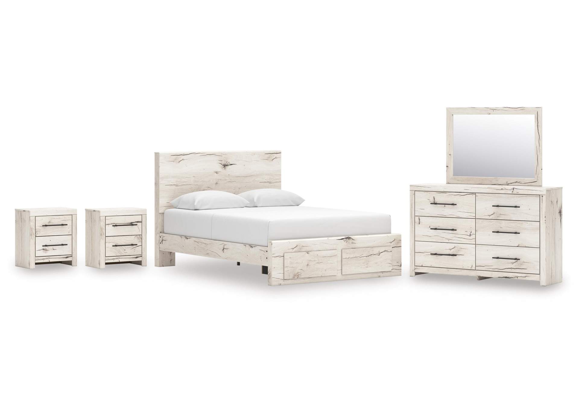 Lawroy Queen Panel Storage Bed, Dresser, Mirror and 2 Nightstands image 1