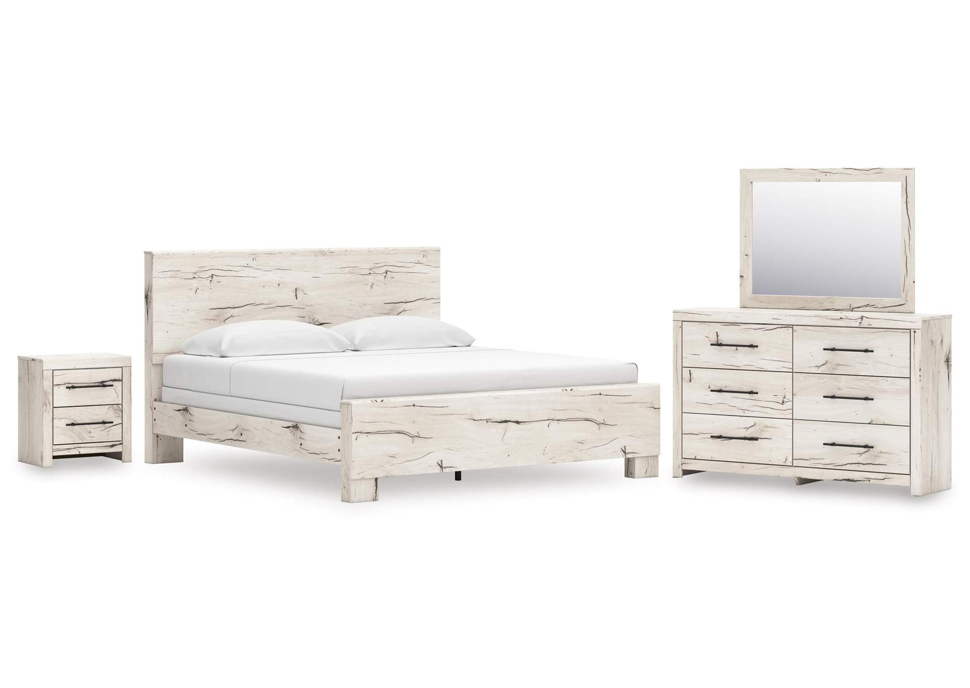 Lawroy King Panel Bed, Dresser, Mirror and Nightstand image 1