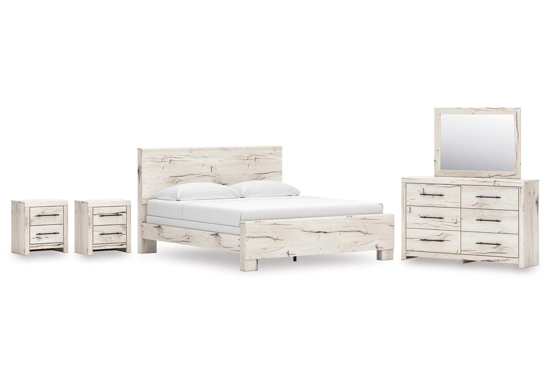 Lawroy King Panel Bed, Dresser, Mirror and 2 Nightstands image 1