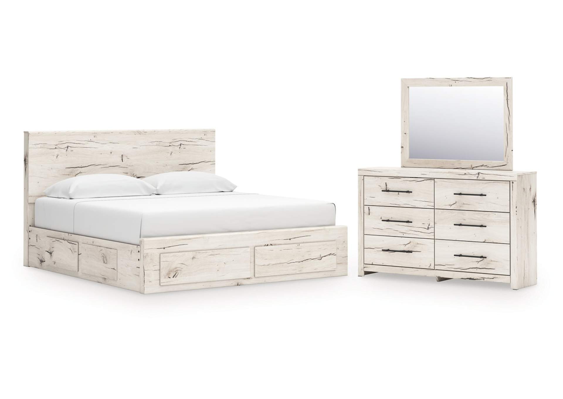Lawroy King Panel Storage Bed with Mirrored Dresser image 1