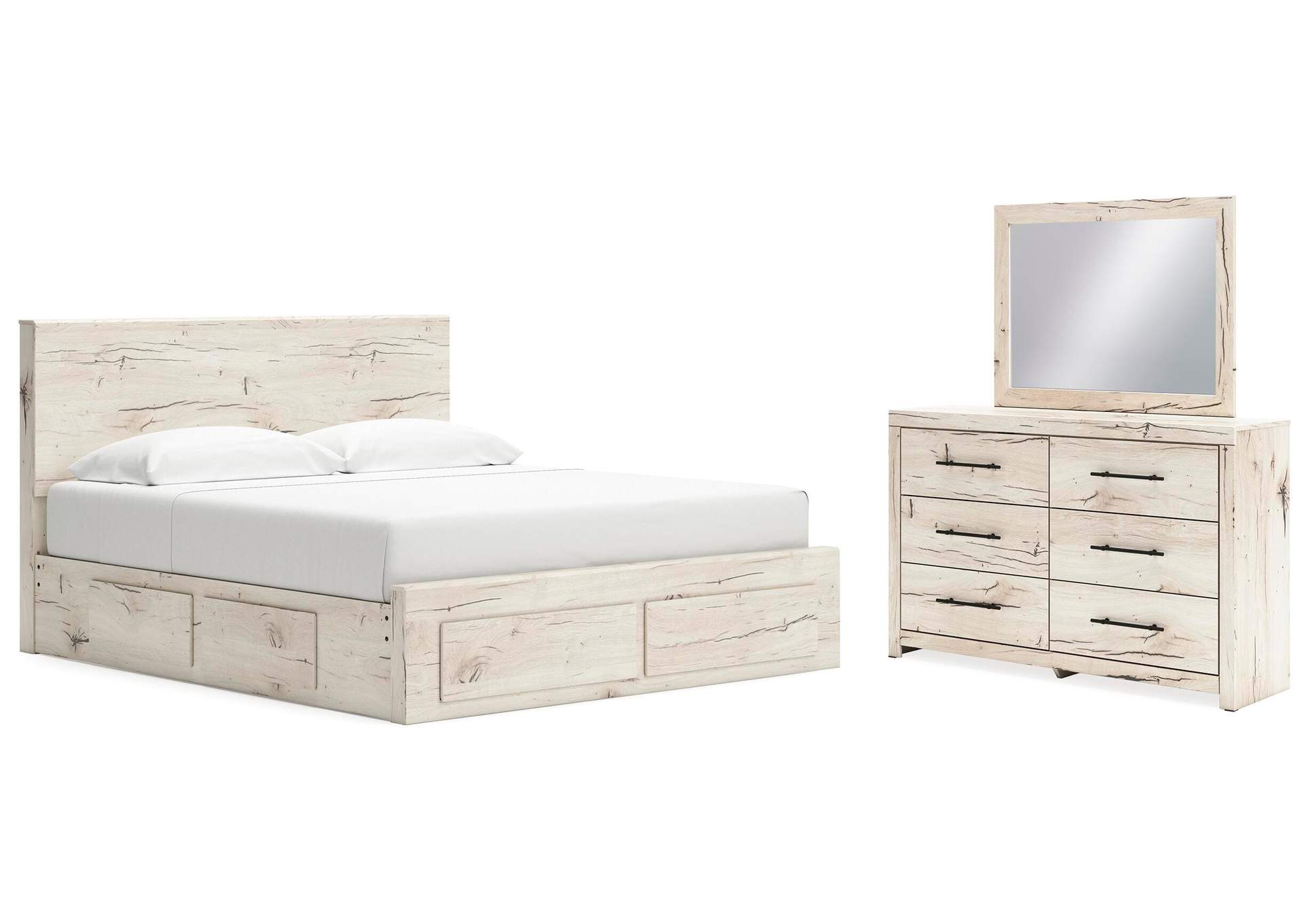 Lawroy King Panel Storage Bed, Dresser and Mirror image 2