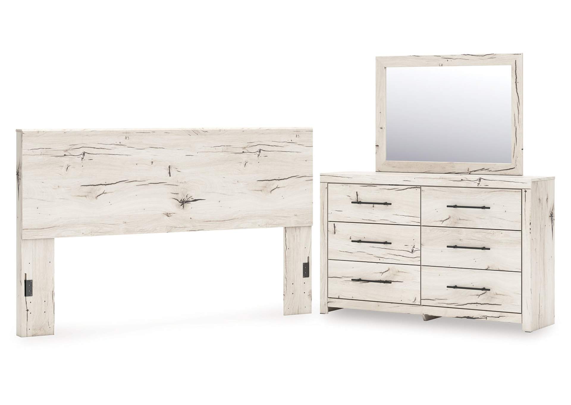 Lawroy King Panel Headboard with Mirrored Dresser image 1