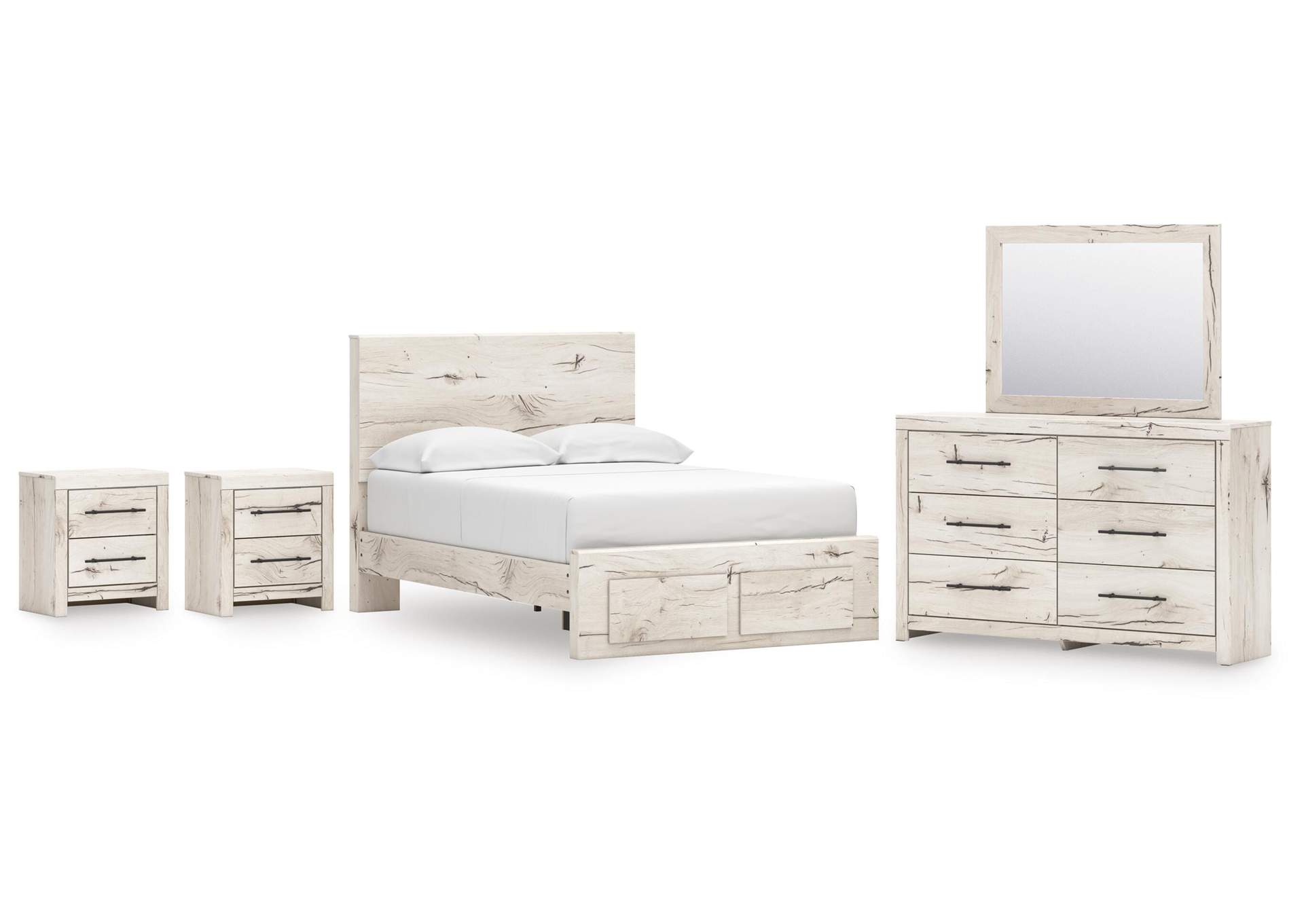 Lawroy Full Panel Storage Bed, Dresser, Mirror and 2 Nightstands image 1