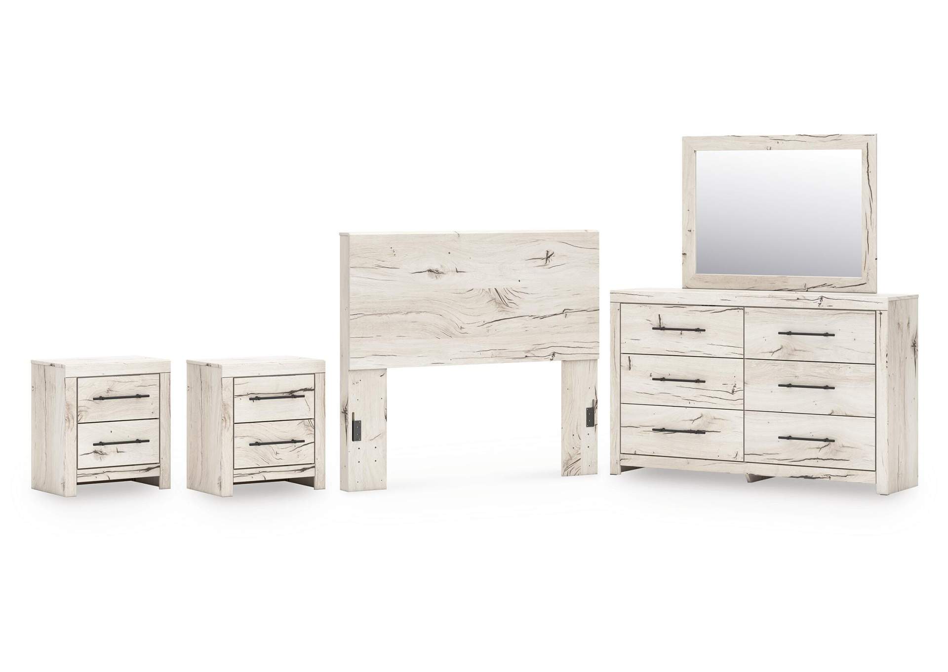 Lawroy Full Panel Headboard, Dresser, Mirror and 2 Nightstands image 1