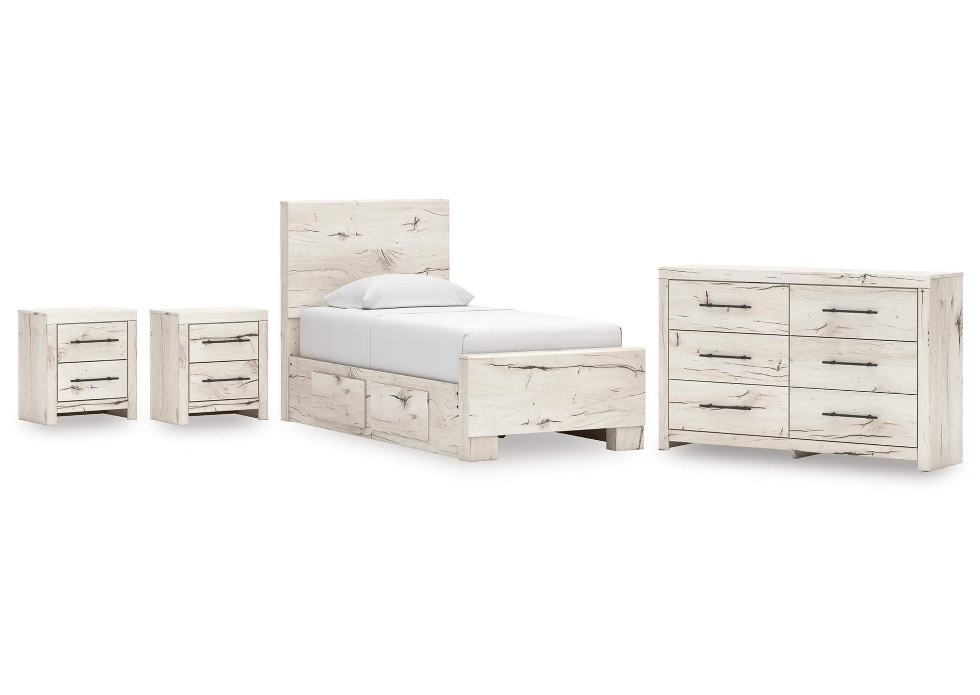 Lawroy Twin Panel Bed with Storage, Dresser and 2 Nightstands image 1