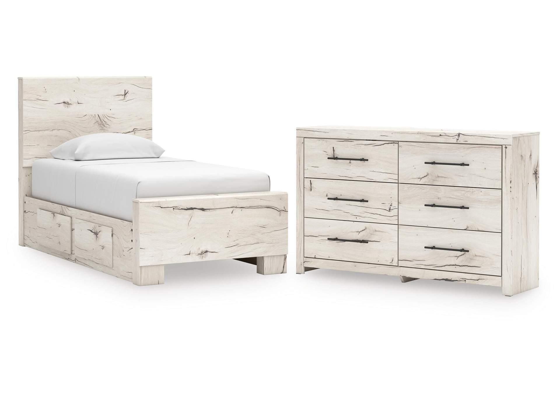 Lawroy Twin Panel Bed with Storage and Dresser image 1