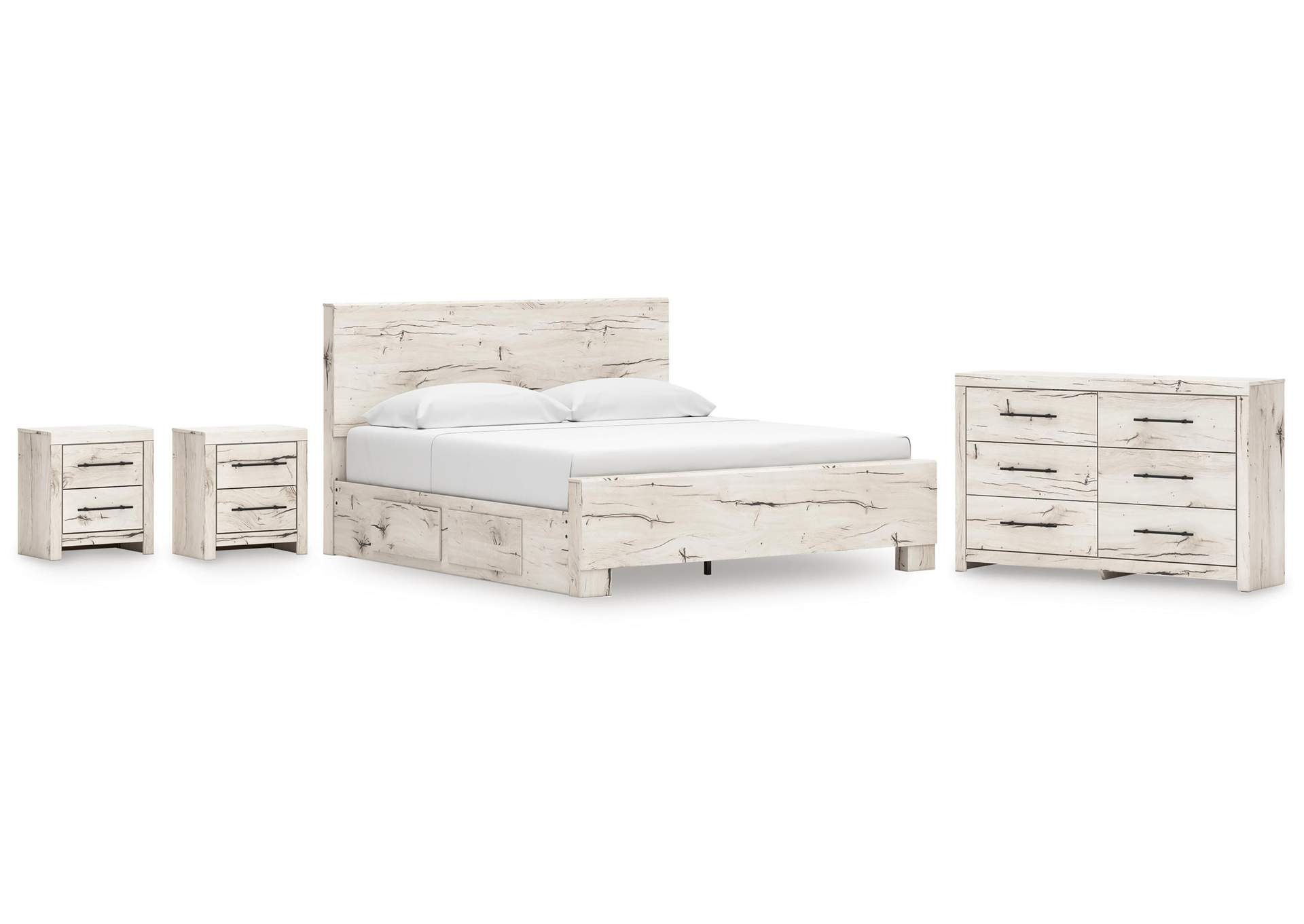 Lawroy King Panel Bed with Storage, Dresser and 2 Nightstands image 1