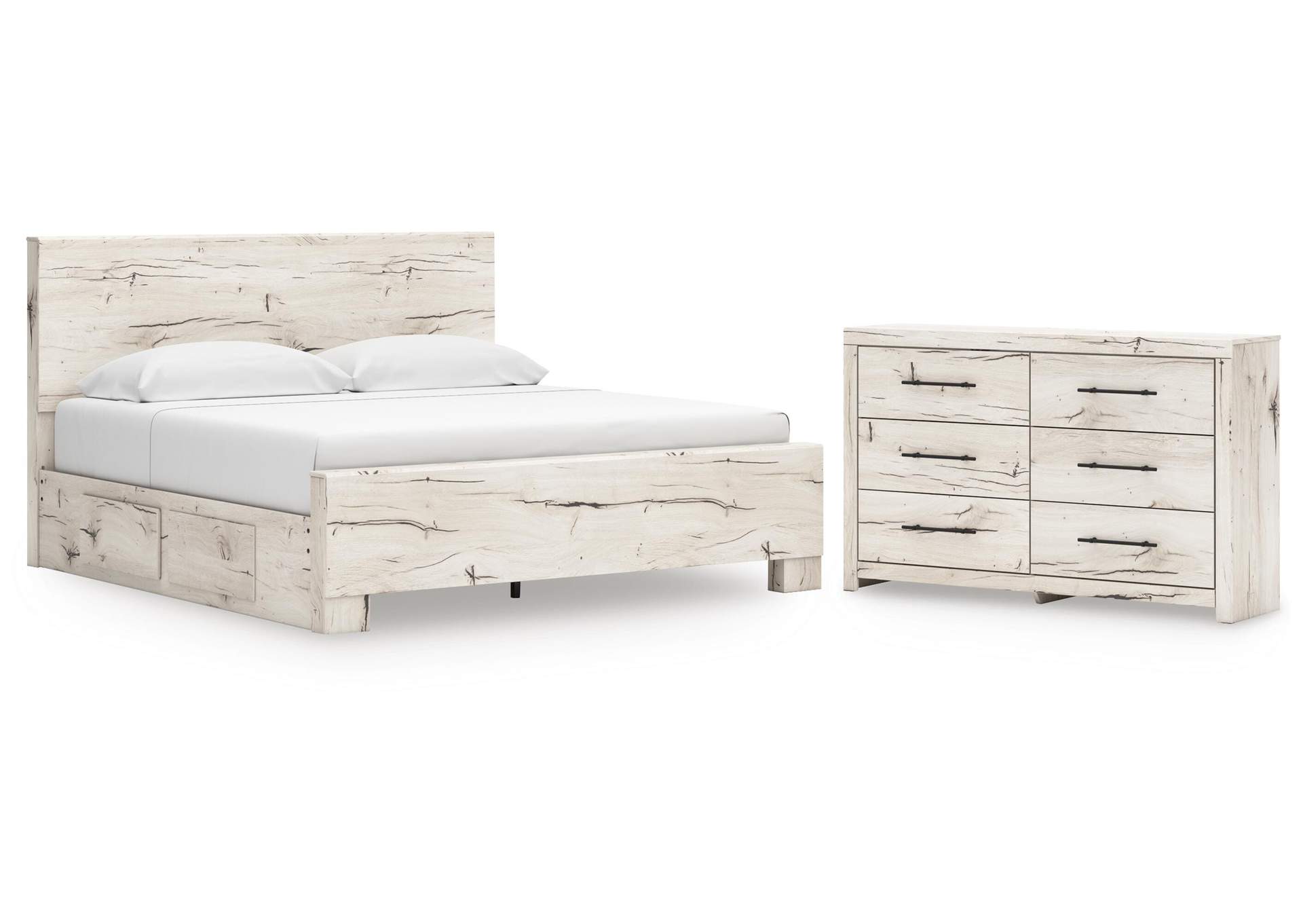Lawroy King Panel Bed with Storage and Dresser image 1