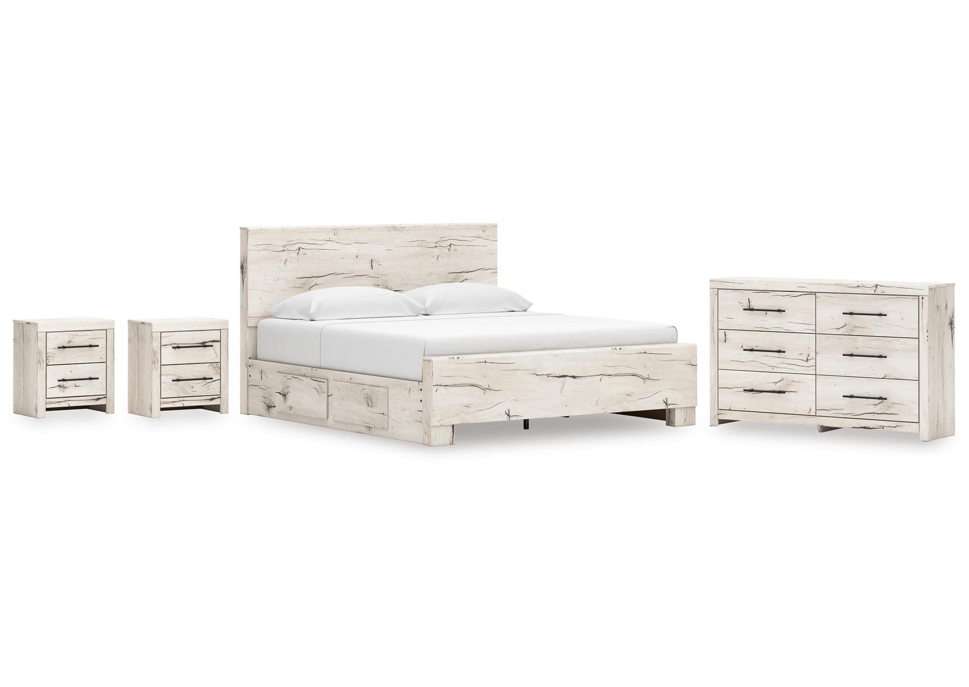 Lawroy King Panel Bed with Storage, Dresser and 2 Nightstands image 1