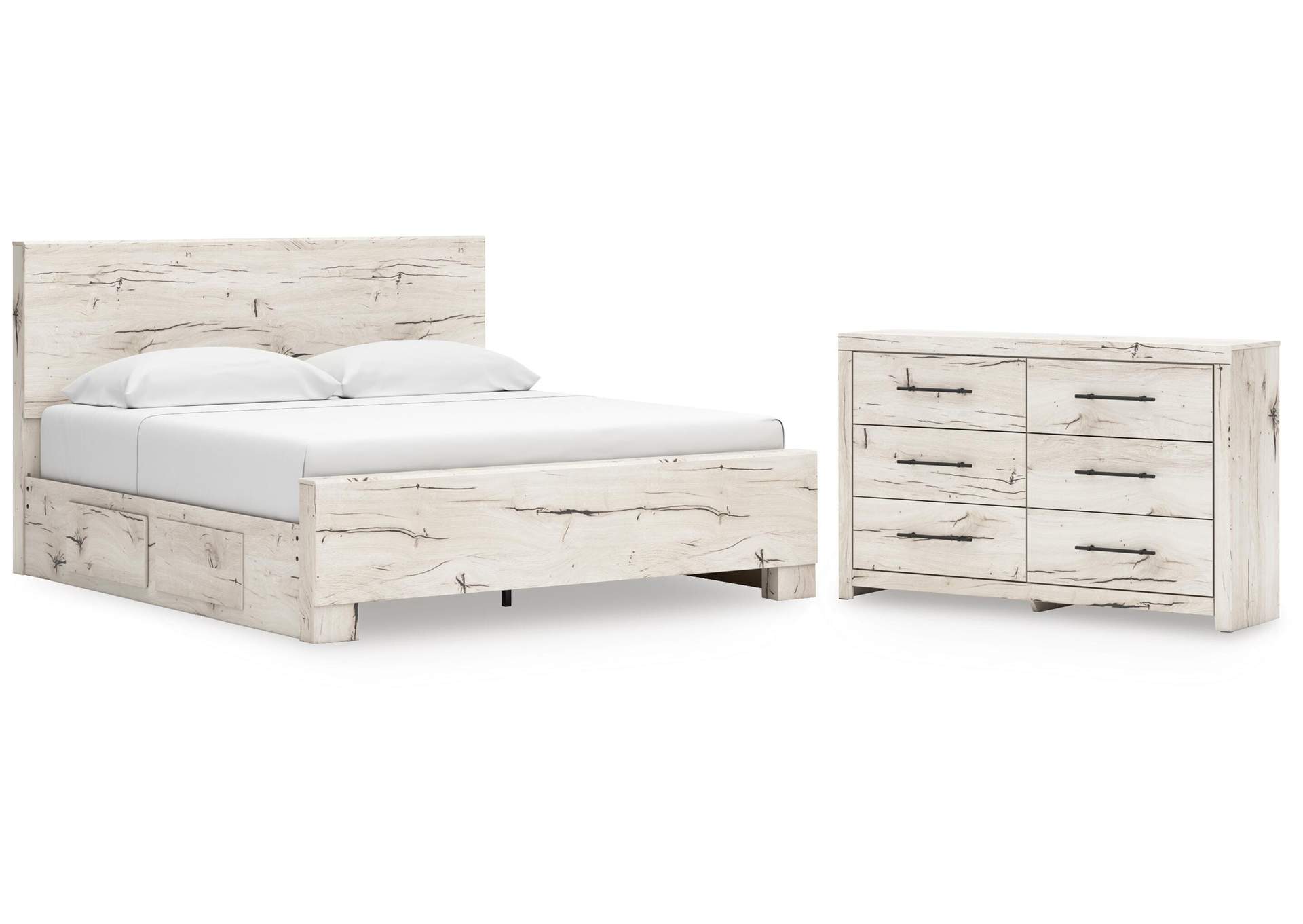 Lawroy King Panel Bed with Storage and Dresser image 1