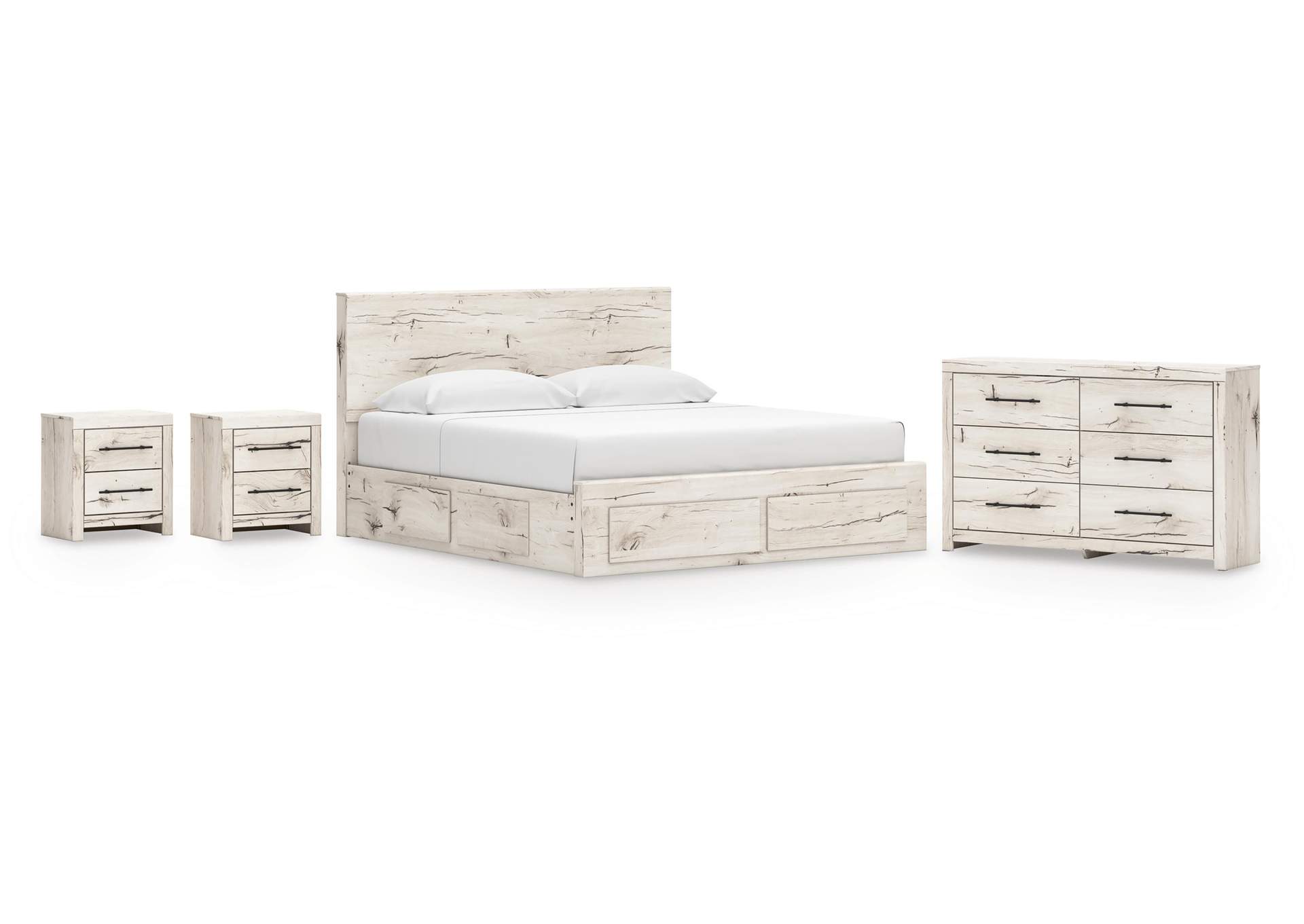 Lawroy King Panel Storage Bed, Dresser and 2 Nightstands image 1