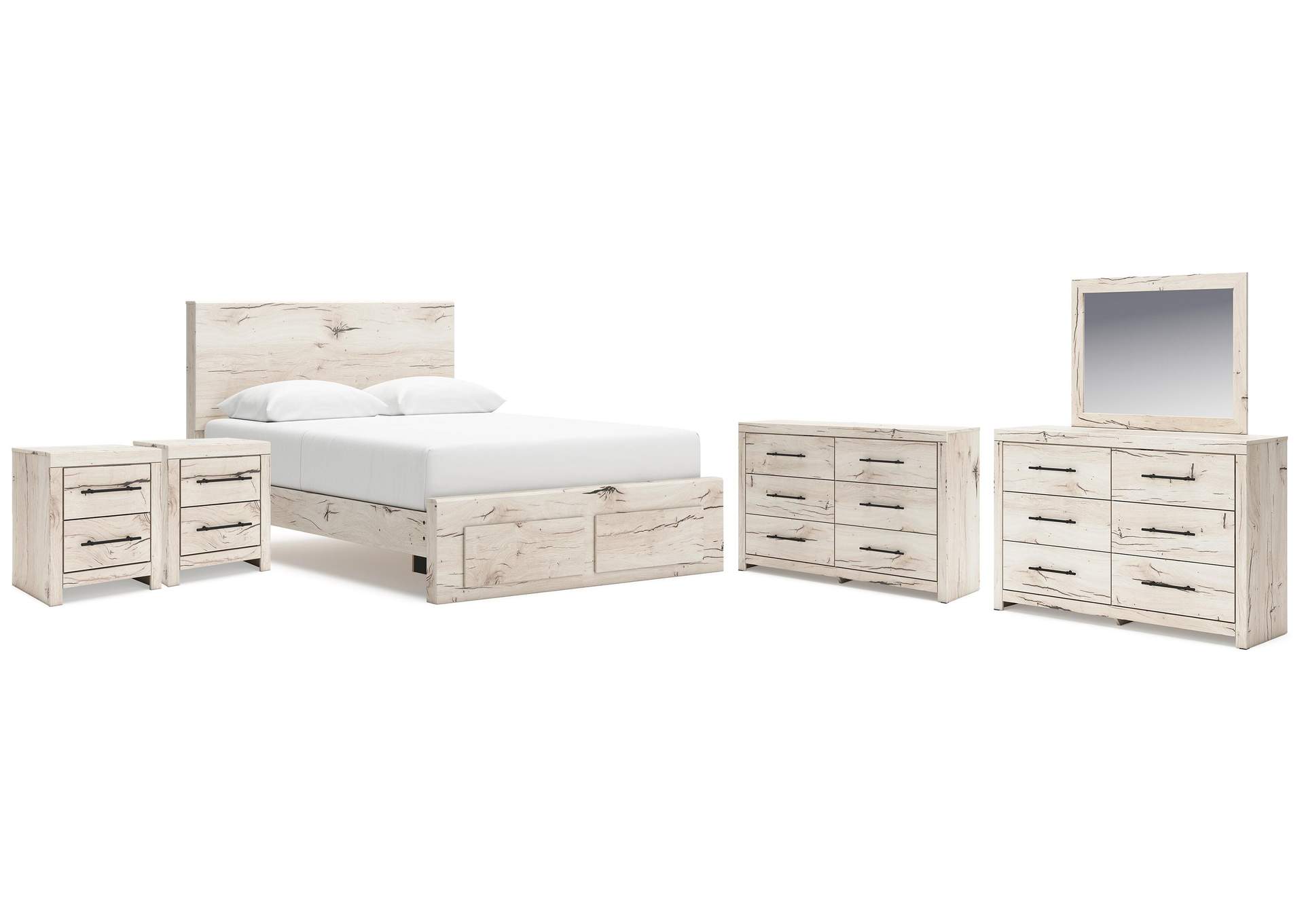 Lawroy Queen Storage Bed, 2 Dressers, Mirror and 2 Nightstands image 1